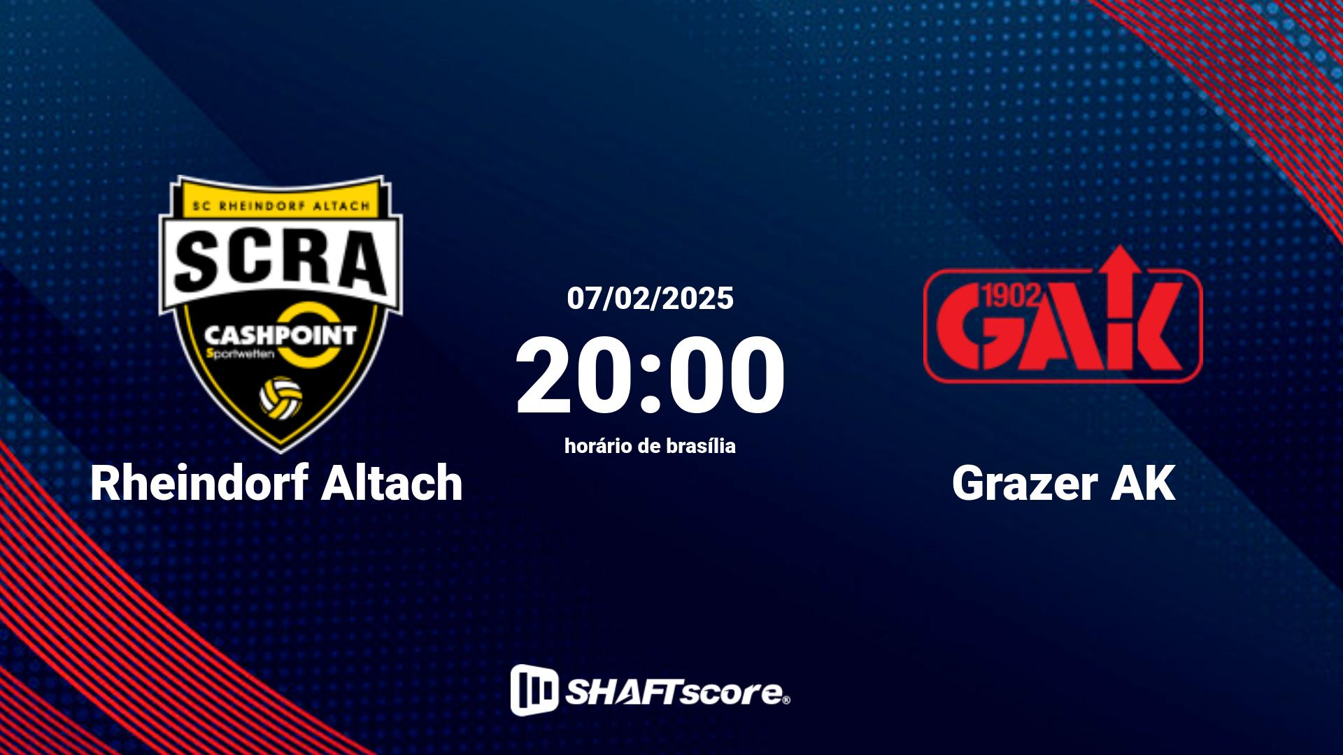 Estatísticas do jogo Rheindorf Altach vs Grazer AK 07.02 20:00