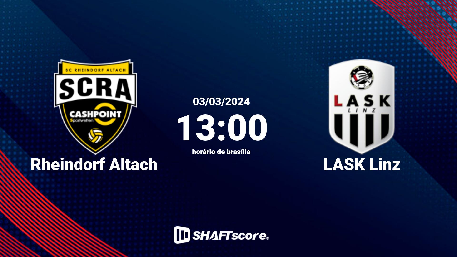 Estatísticas do jogo Rheindorf Altach vs LASK Linz 03.03 13:00