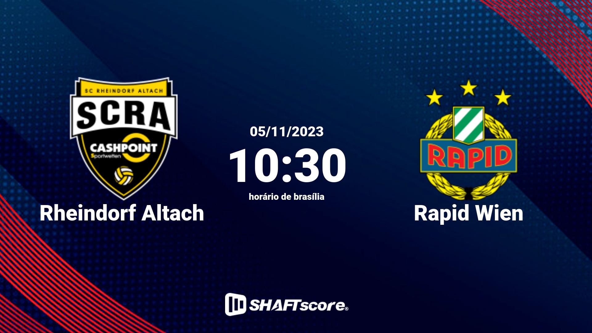 Estatísticas do jogo Rheindorf Altach vs Rapid Wien 05.11 10:30