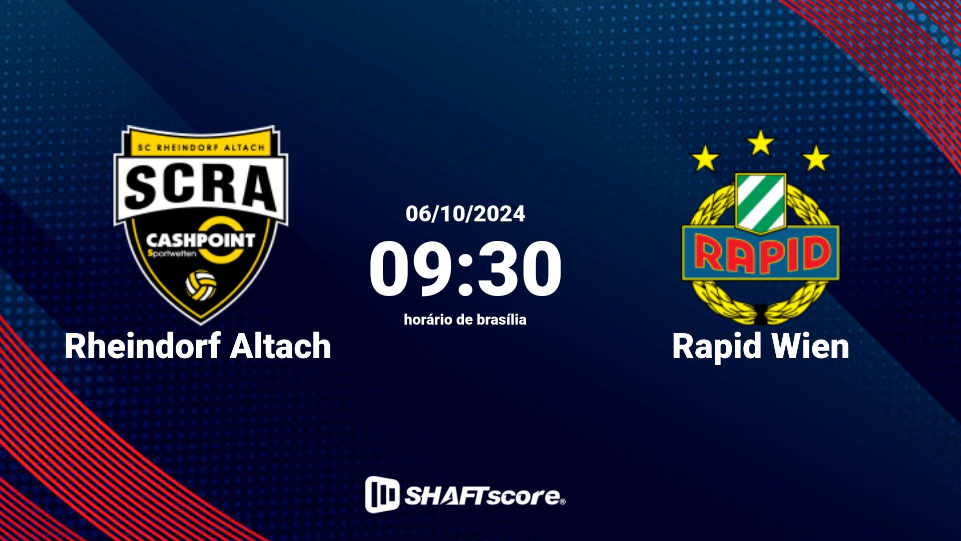 Estatísticas do jogo Rheindorf Altach vs Rapid Wien 06.10 09:30