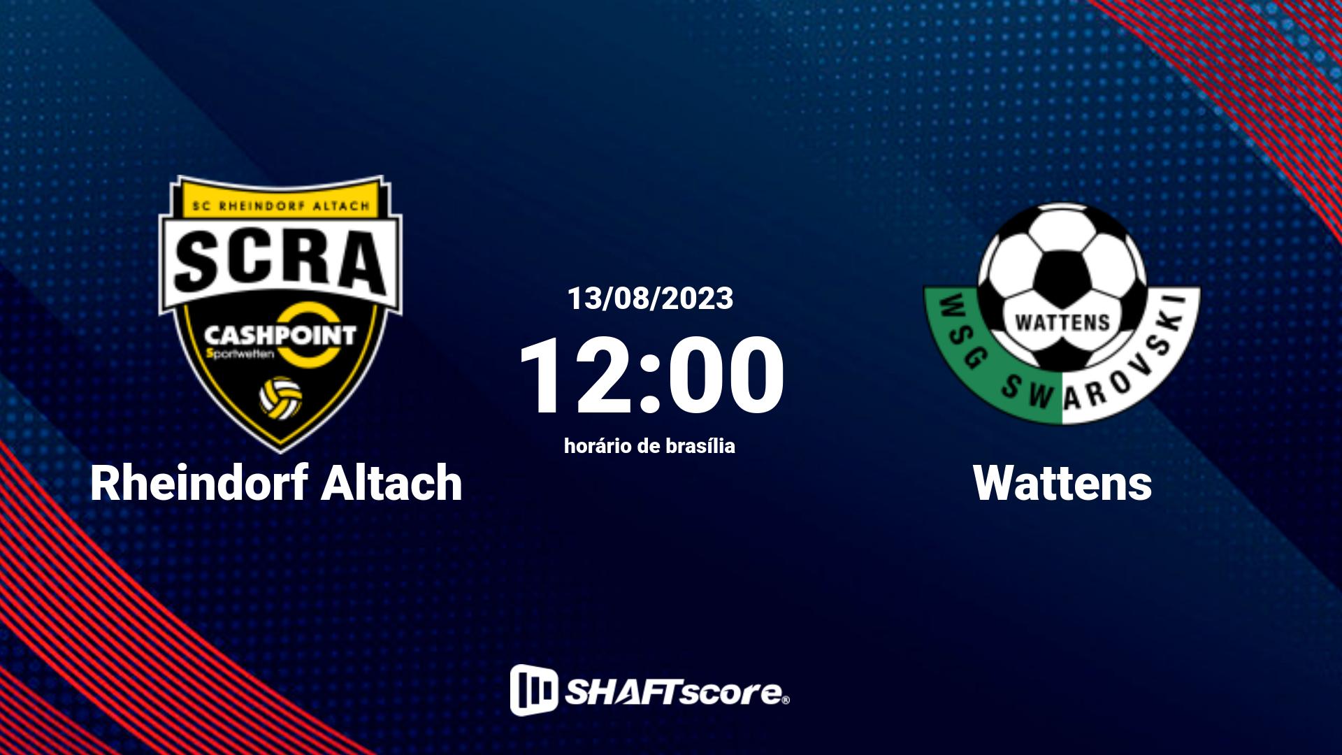 Estatísticas do jogo Rheindorf Altach vs Wattens 13.08 12:00