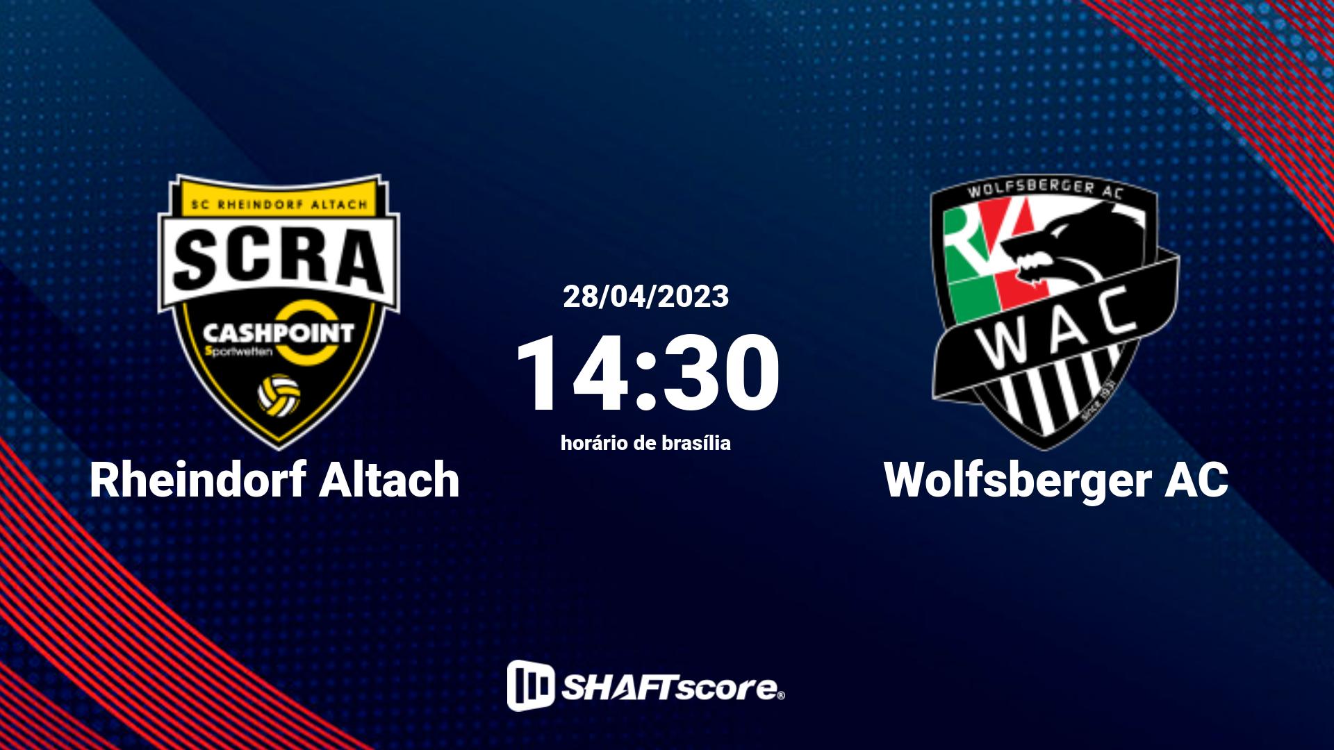 Estatísticas do jogo Rheindorf Altach vs Wolfsberger AC 28.04 14:30