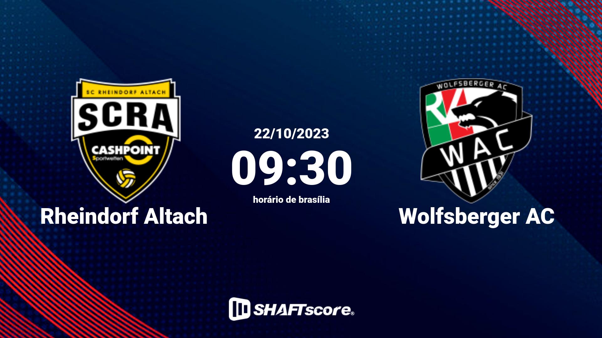 Estatísticas do jogo Rheindorf Altach vs Wolfsberger AC 22.10 09:30