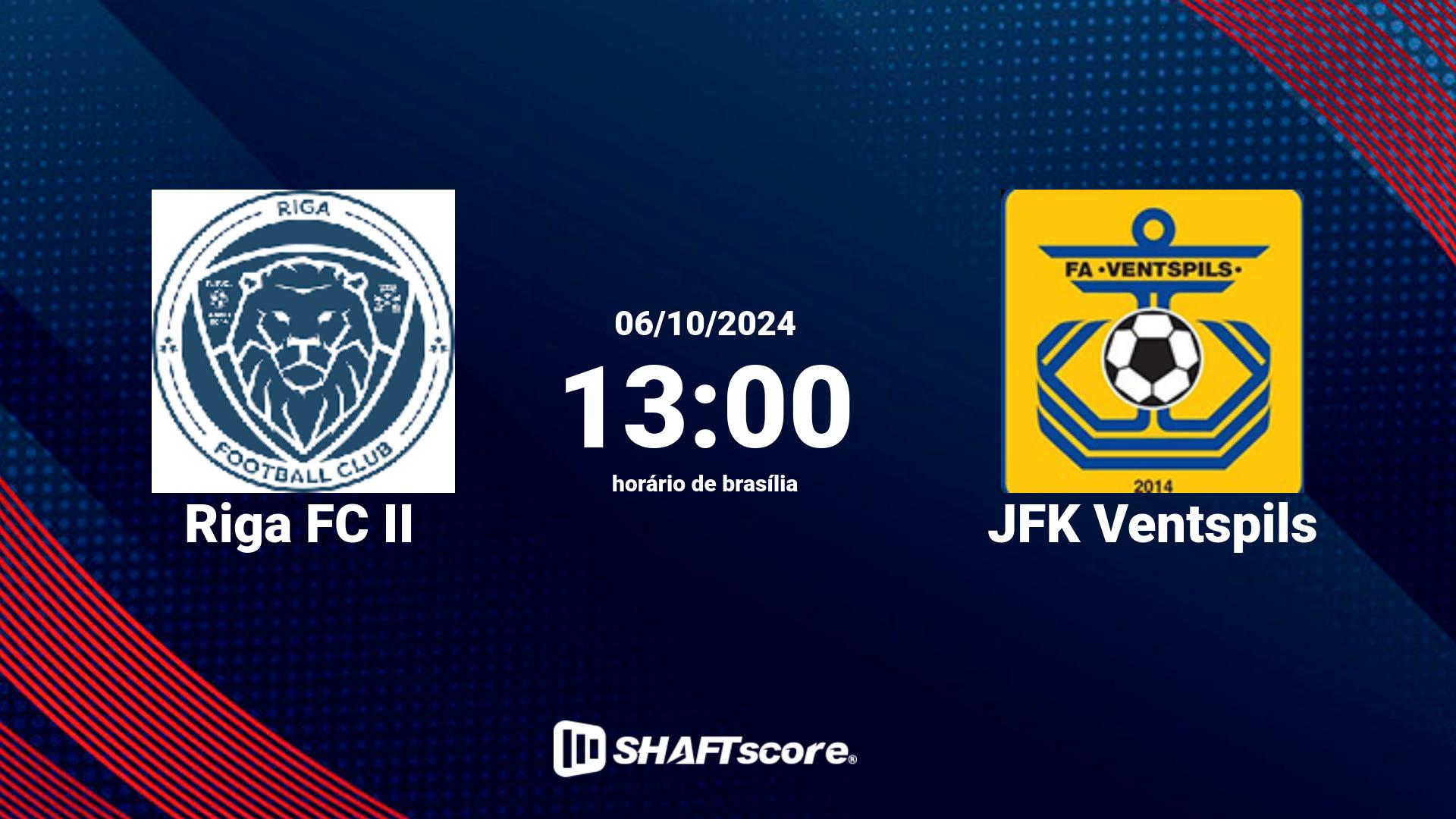 Estatísticas do jogo Riga FC II vs JFK Ventspils 06.10 13:00