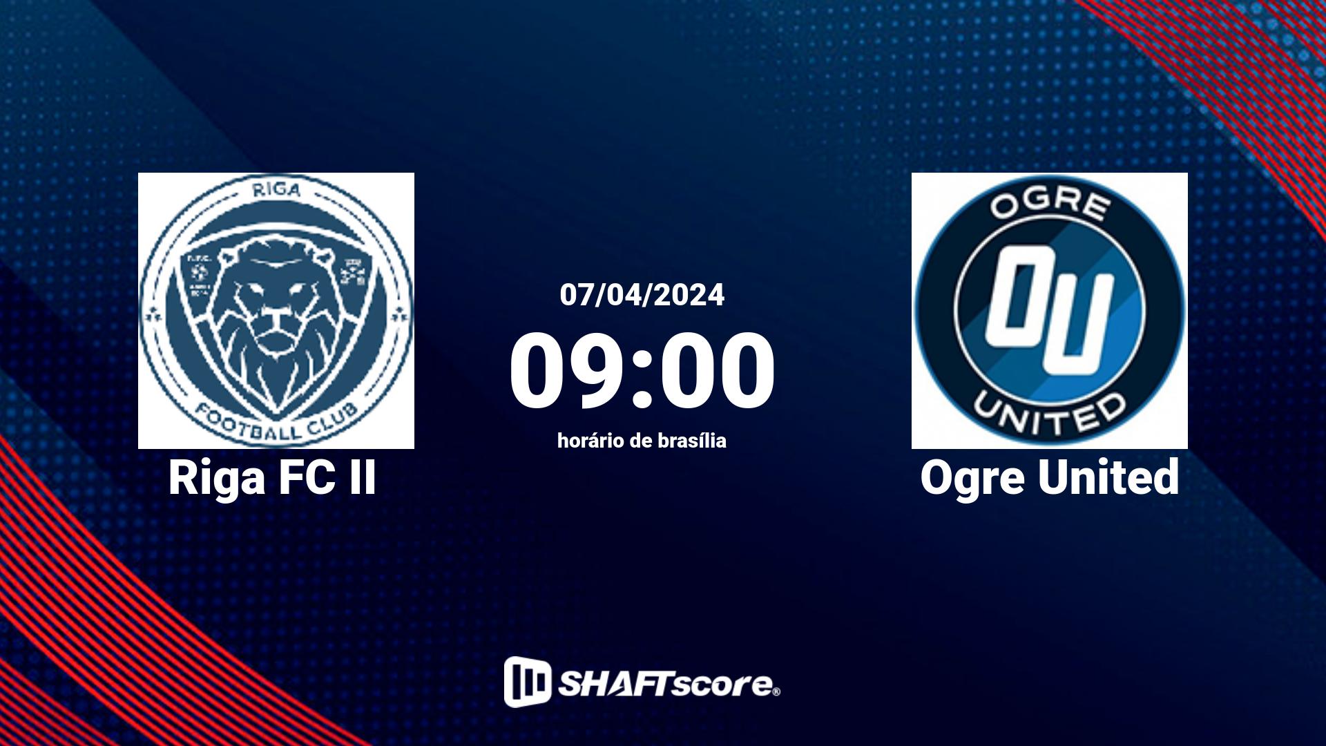 Estatísticas do jogo Riga FC II vs Ogre United 07.04 09:00