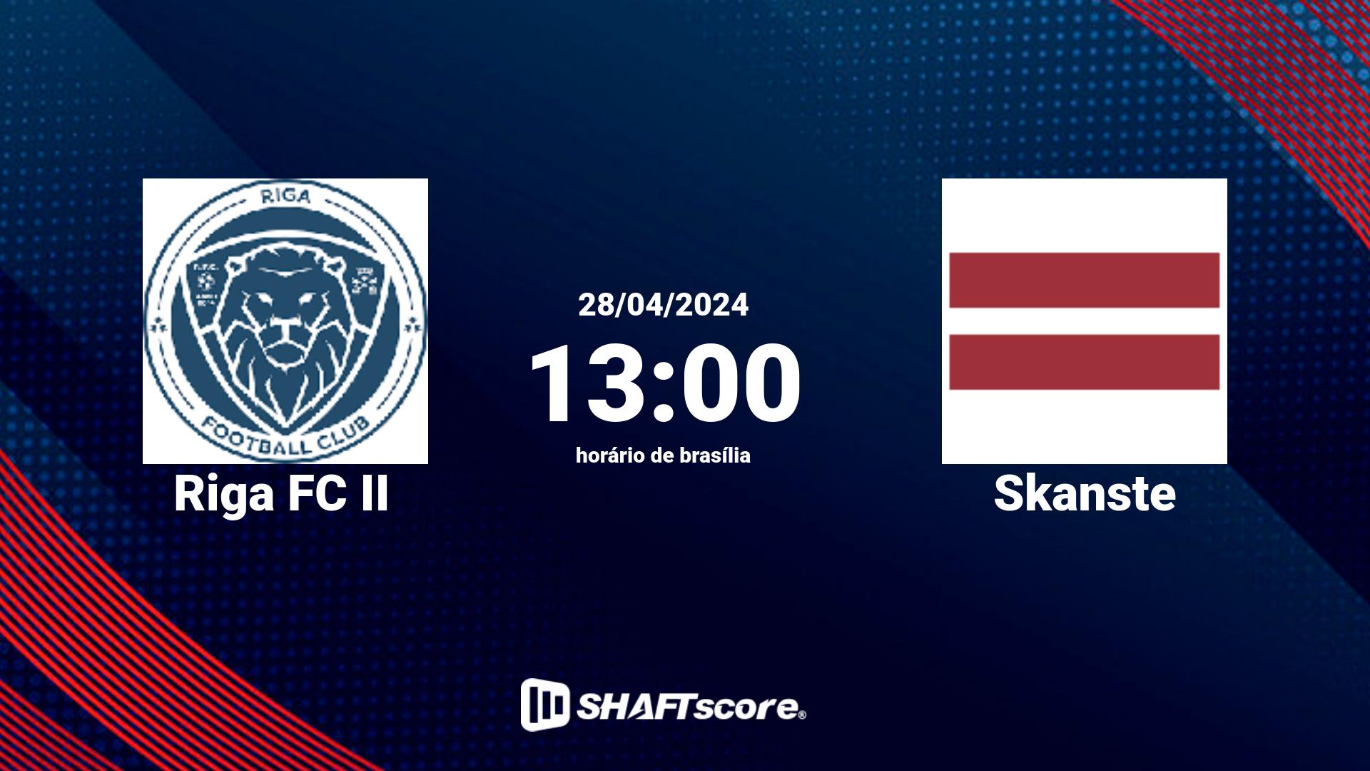 Estatísticas do jogo Riga FC II vs Skanste 28.04 13:00