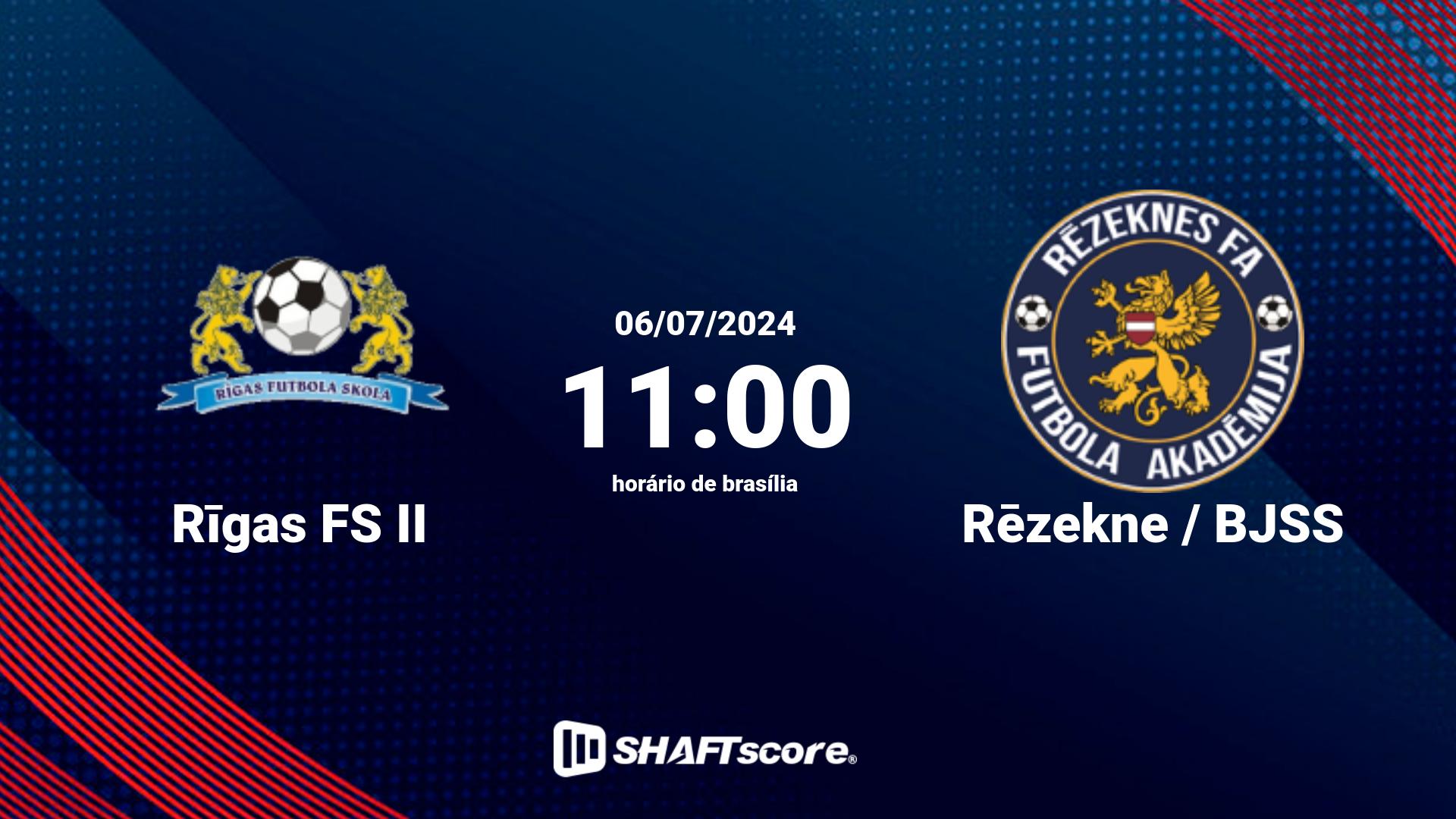 Estatísticas do jogo Rīgas FS II vs Rēzekne / BJSS 06.07 11:00