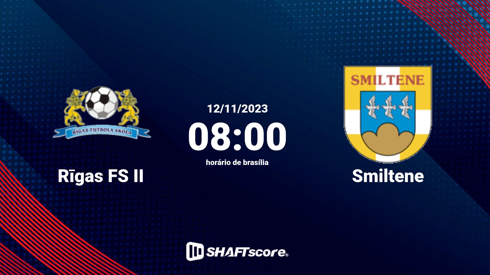 Estatísticas do jogo Rīgas FS II vs Smiltene 12.11 08:00