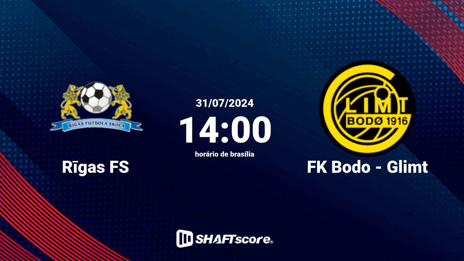 Estatísticas do jogo Rīgas FS vs FK Bodo - Glimt 31.07 14:00