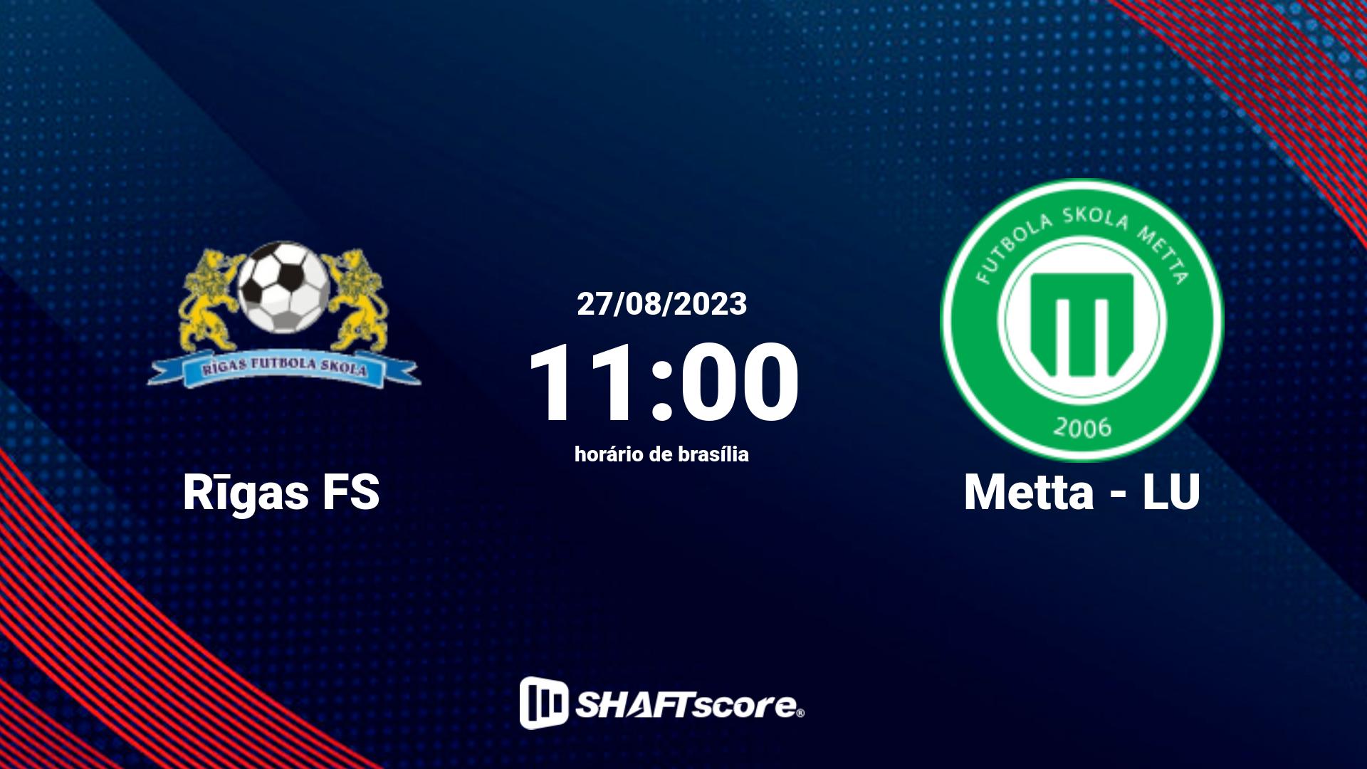 Estatísticas do jogo Rīgas FS vs Metta - LU 27.08 11:00
