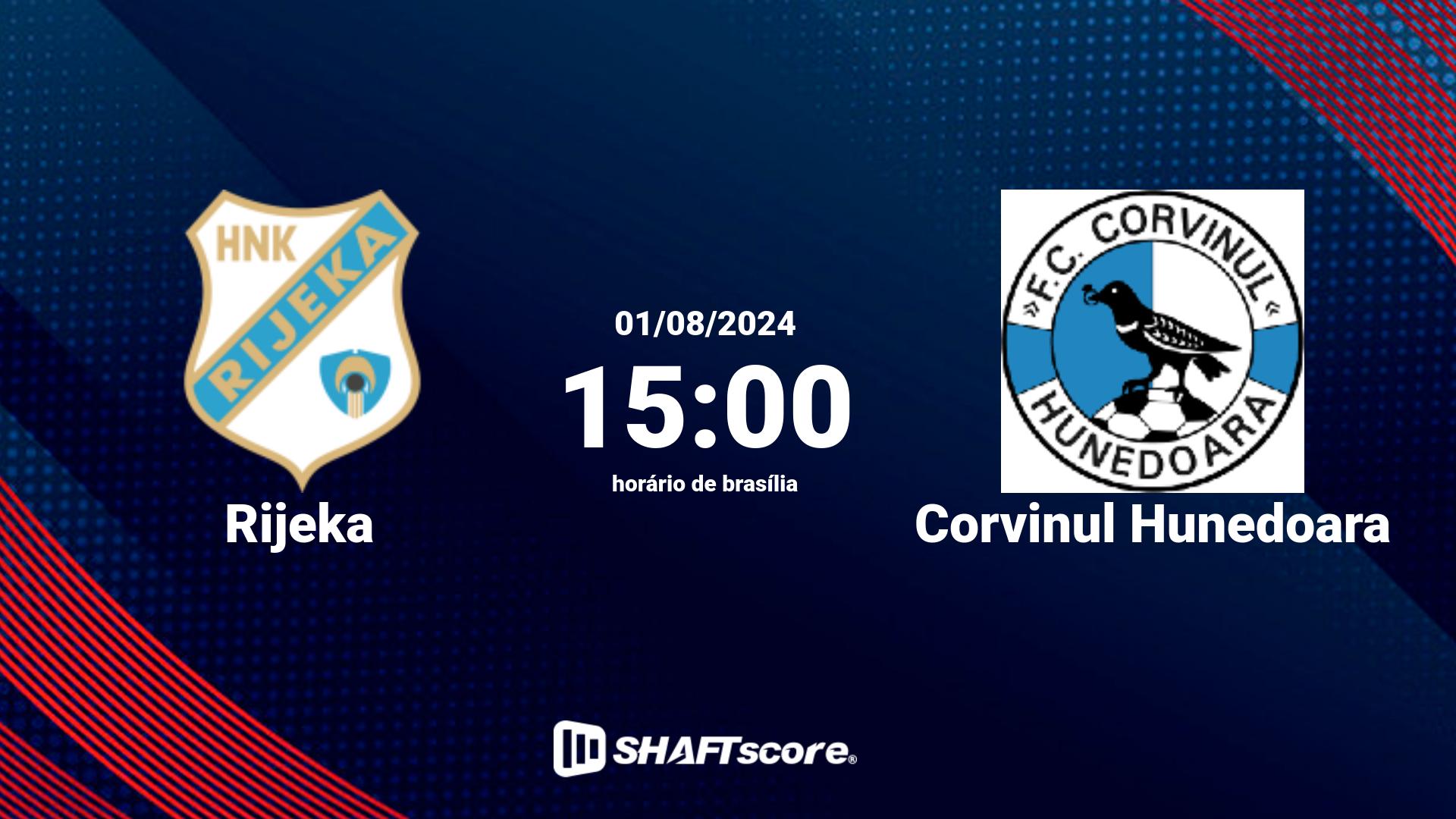 Estatísticas do jogo Rijeka vs Corvinul Hunedoara 01.08 15:00