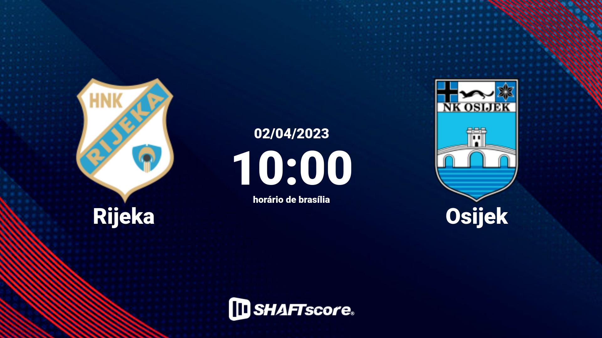 Estatísticas do jogo Rijeka vs Osijek 02.04 10:00