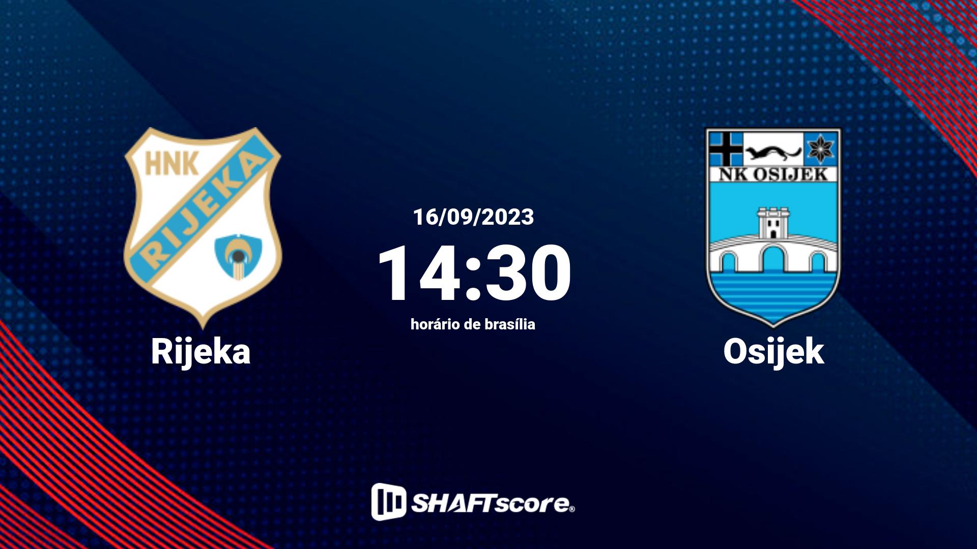 Estatísticas do jogo Rijeka vs Osijek 16.09 14:30