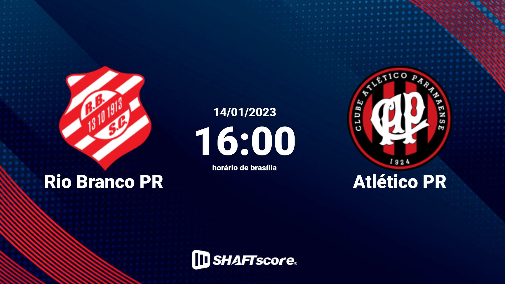 Estatísticas do jogo Rio Branco PR vs Atlético PR 14.01 16:00