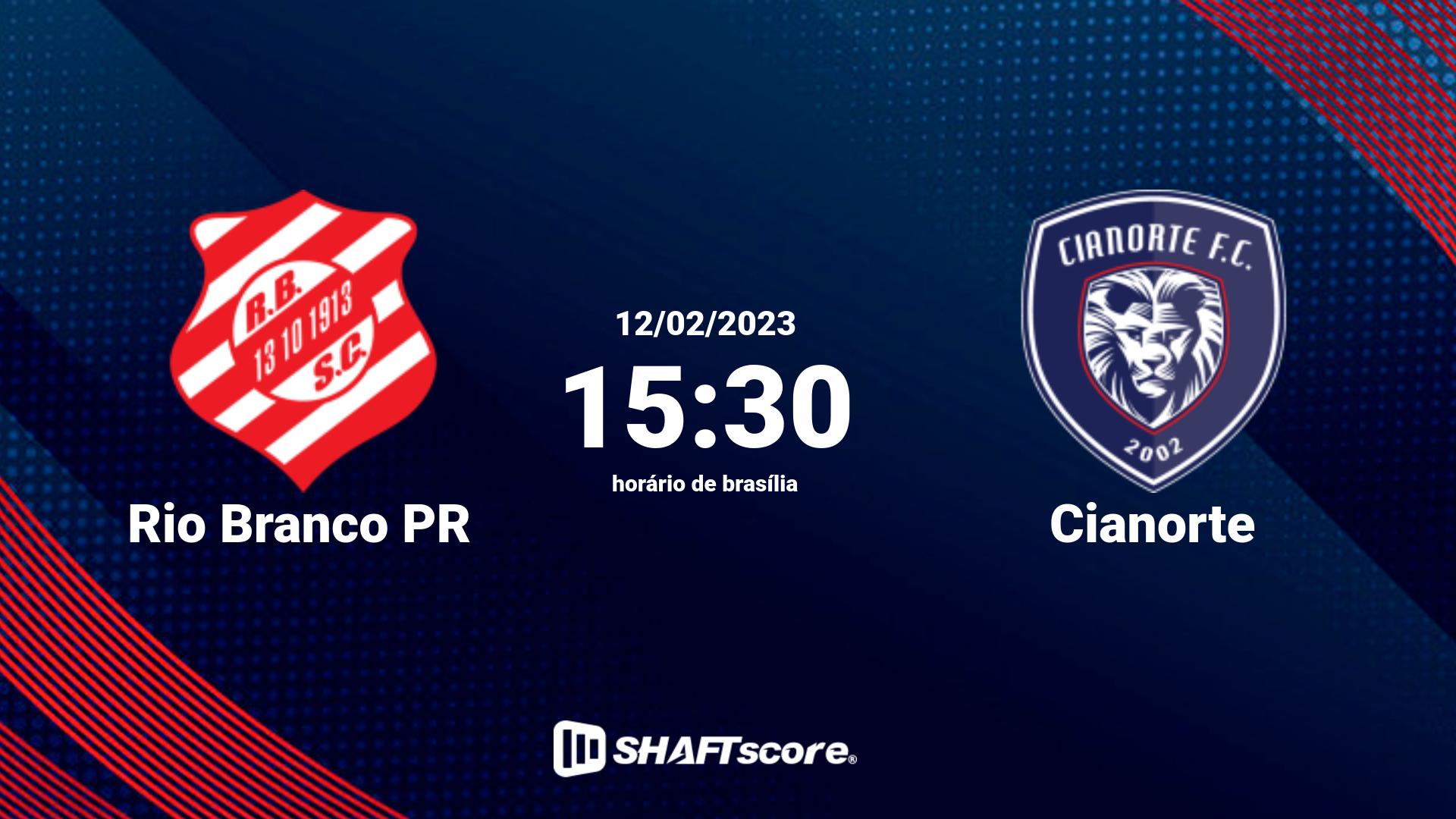 Estatísticas do jogo Rio Branco PR vs Cianorte 12.02 15:30