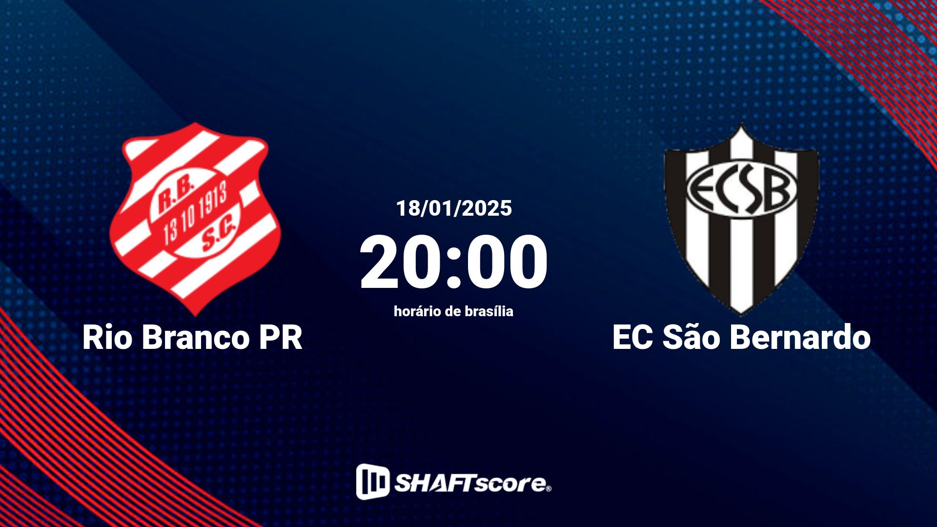 Estatísticas do jogo Rio Branco PR vs EC São Bernardo 18.01 20:00