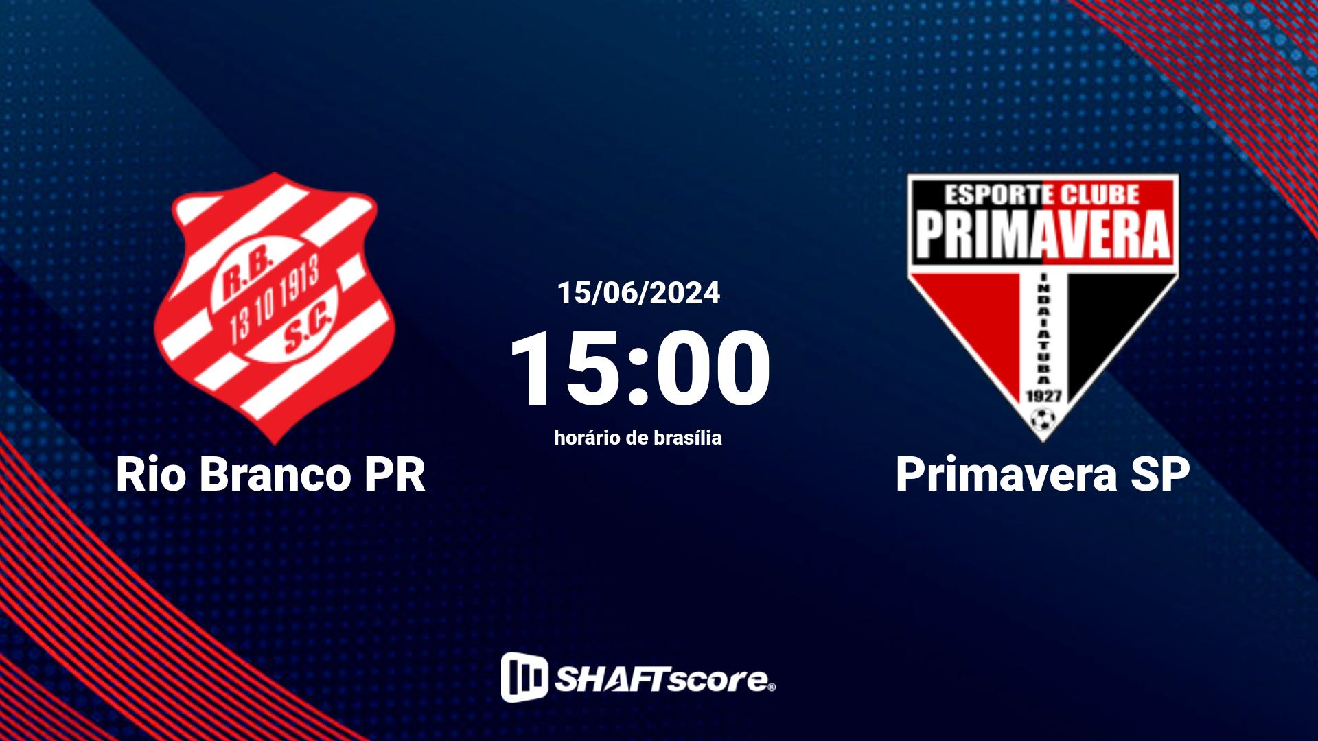 Estatísticas do jogo Rio Branco PR vs Primavera SP 15.06 15:00