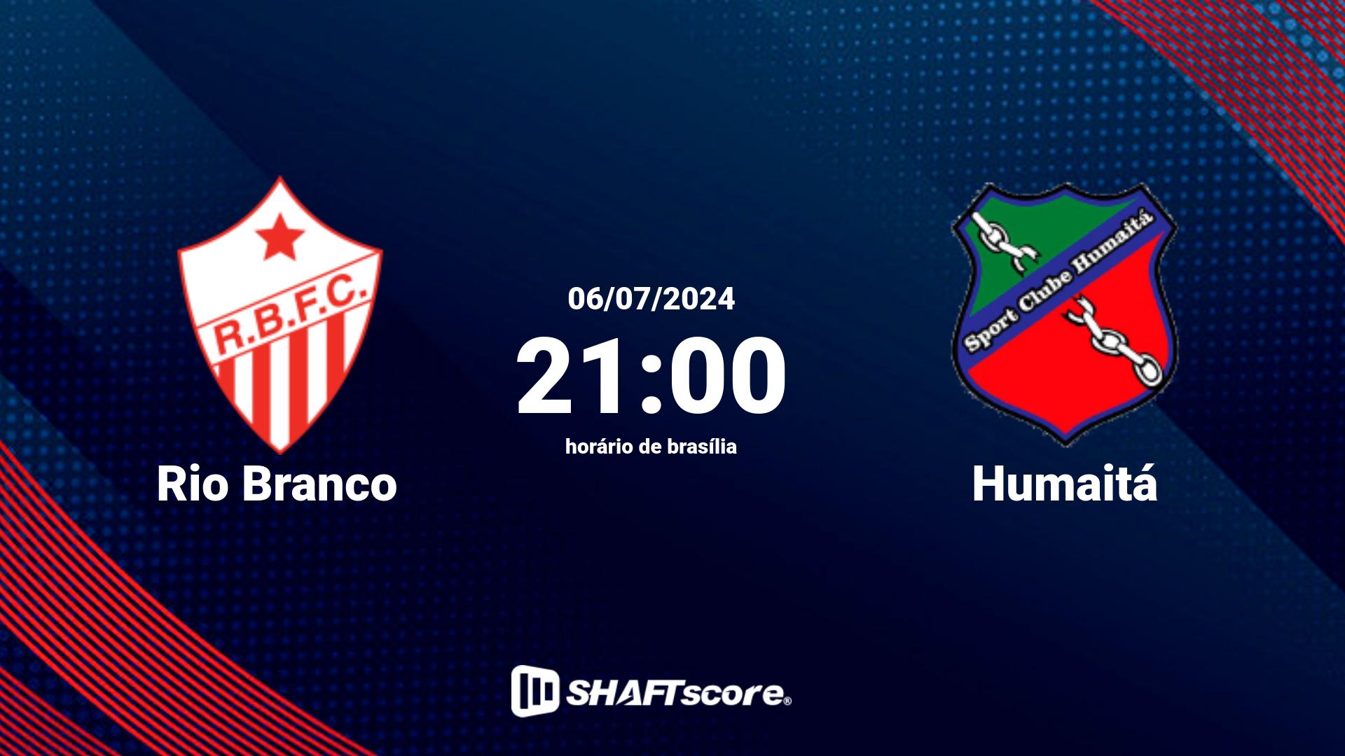 Estatísticas do jogo Rio Branco vs Humaitá 06.07 21:00