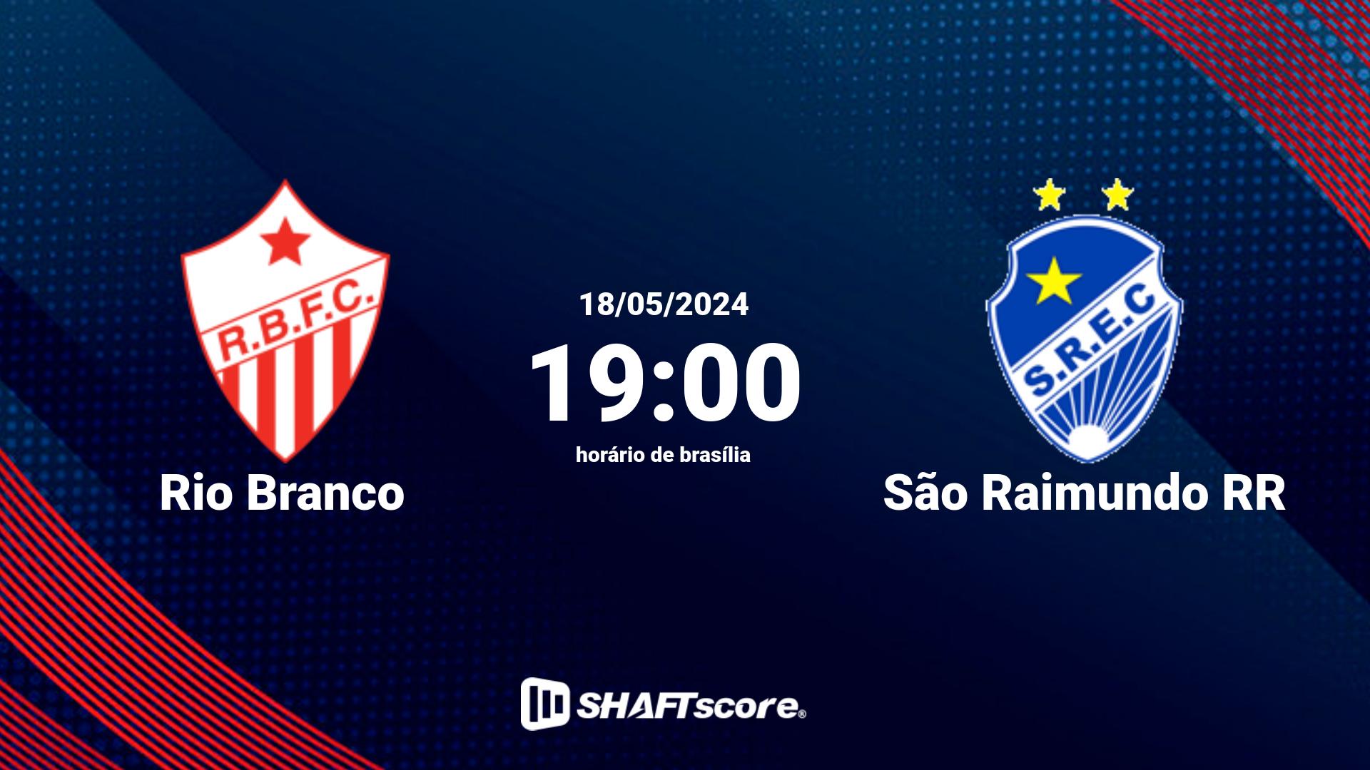 Estatísticas do jogo Rio Branco vs São Raimundo RR 18.05 19:00