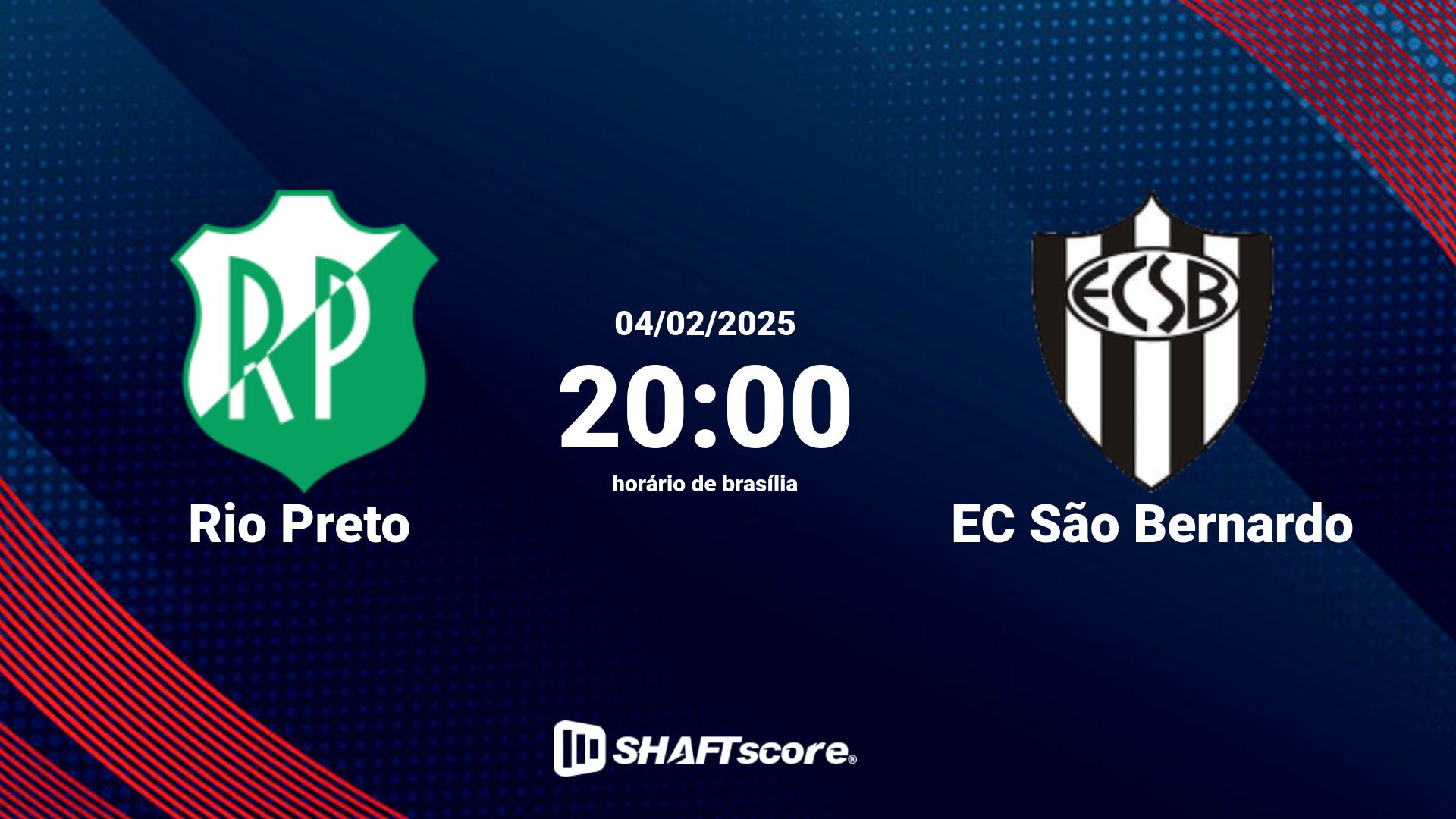 Estatísticas do jogo Rio Preto vs EC São Bernardo 04.02 20:00