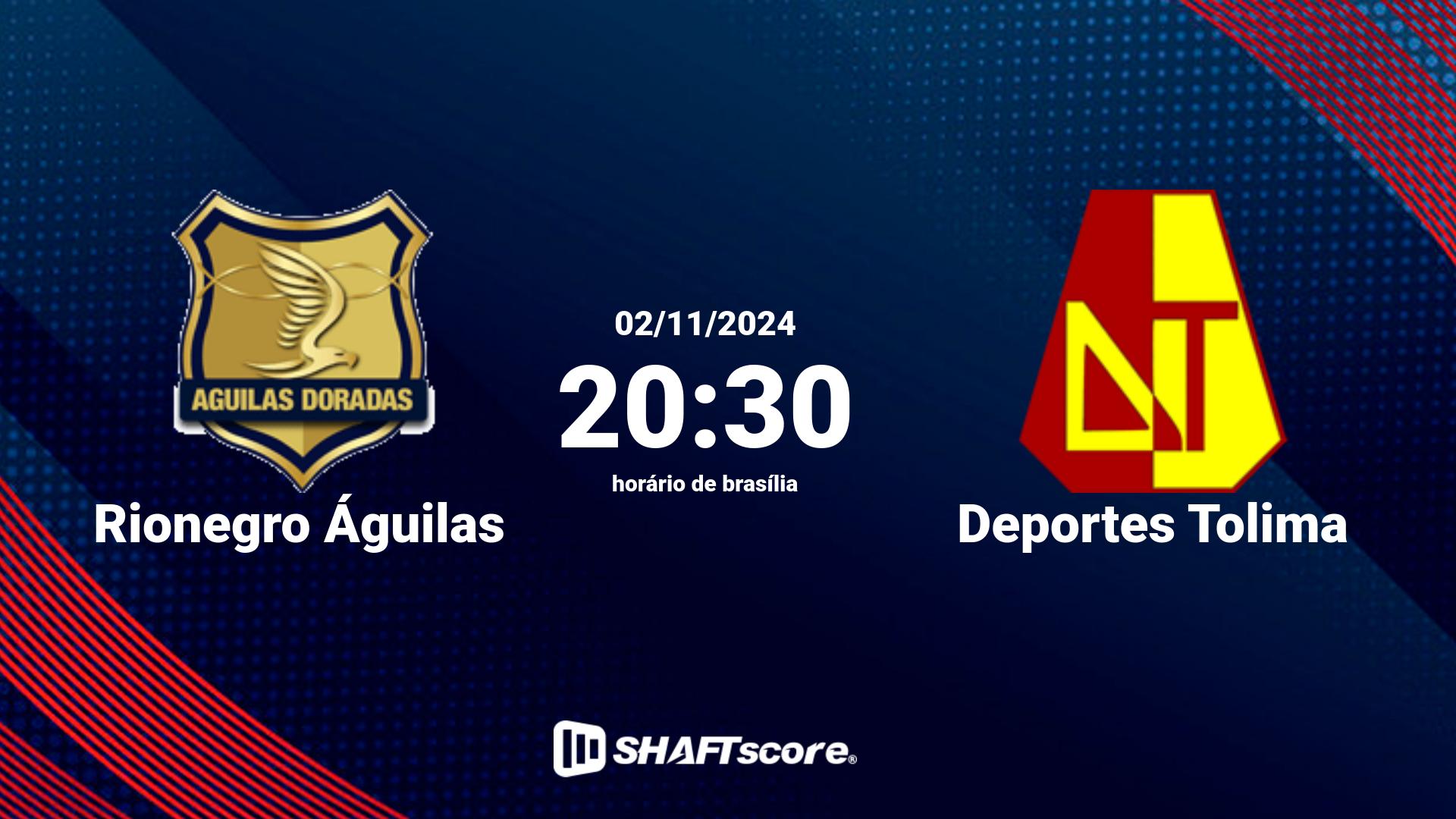 Estatísticas do jogo Rionegro Águilas vs Deportes Tolima 02.11 20:30