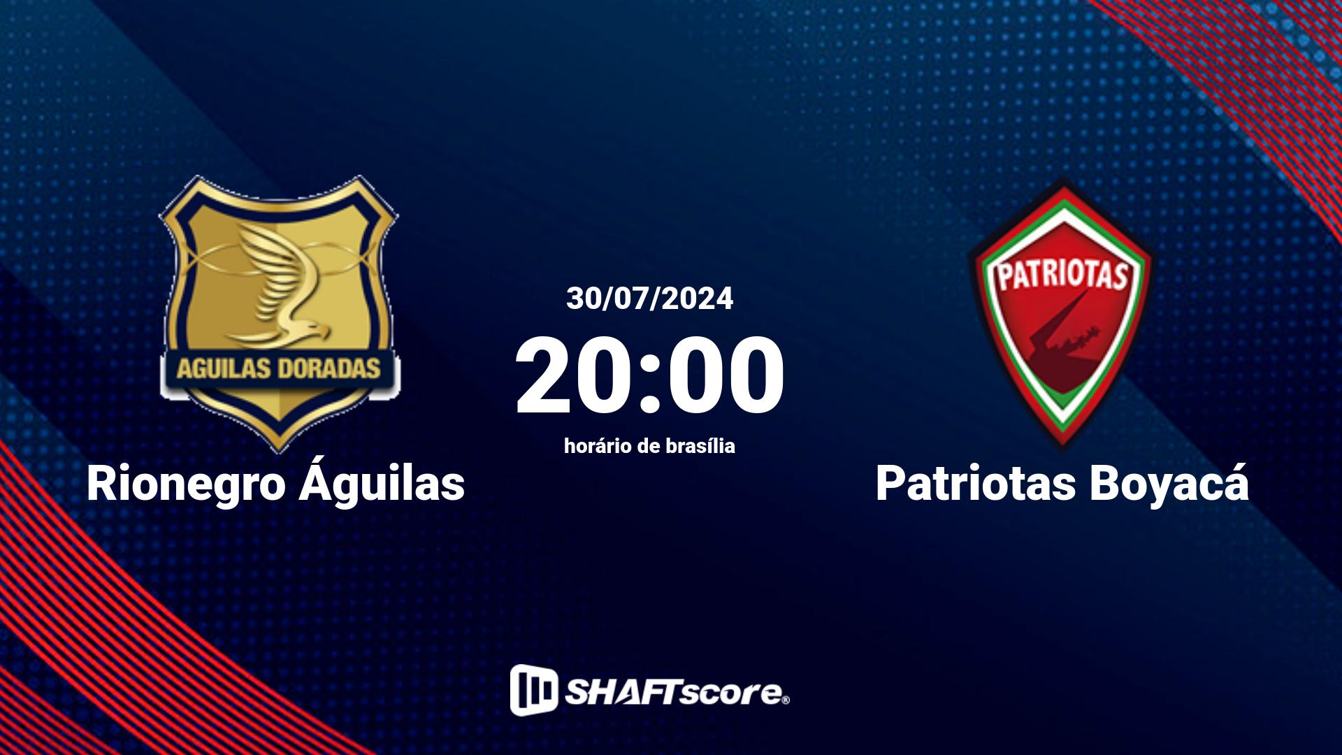 Estatísticas do jogo Rionegro Águilas vs Patriotas Boyacá 30.07 20:00