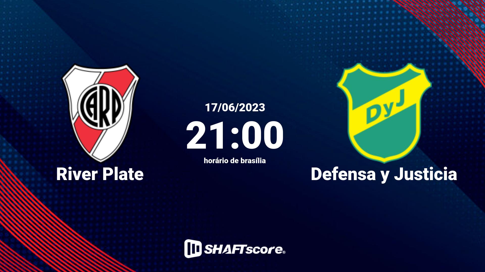 Estatísticas do jogo River Plate vs Defensa y Justicia 17.06 21:00