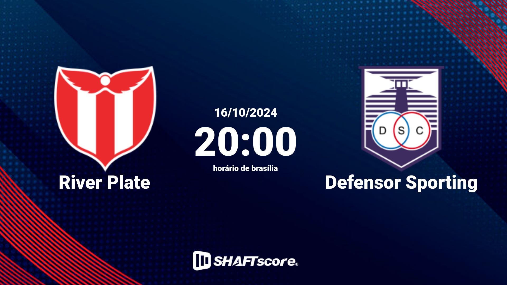 Estatísticas do jogo River Plate vs Defensor Sporting 16.10 20:00