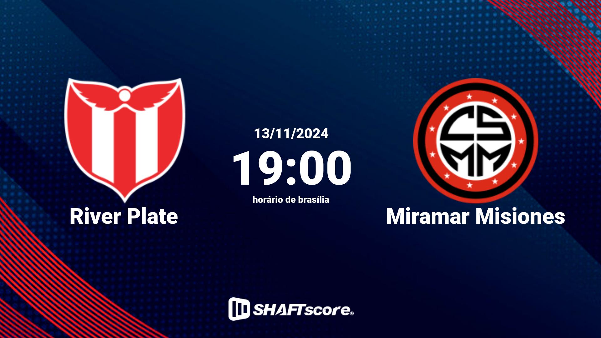 Estatísticas do jogo River Plate vs Miramar Misiones 13.11 19:00