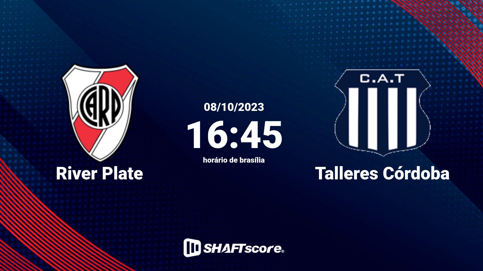 Estatísticas do jogo River Plate vs Talleres Córdoba 08.10 16:45