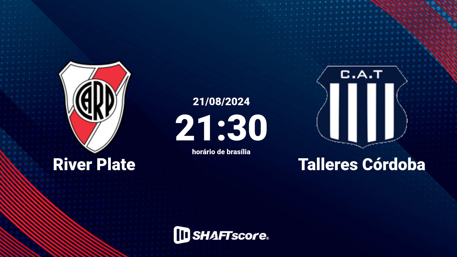 Estatísticas do jogo River Plate vs Talleres Córdoba 21.08 21:30