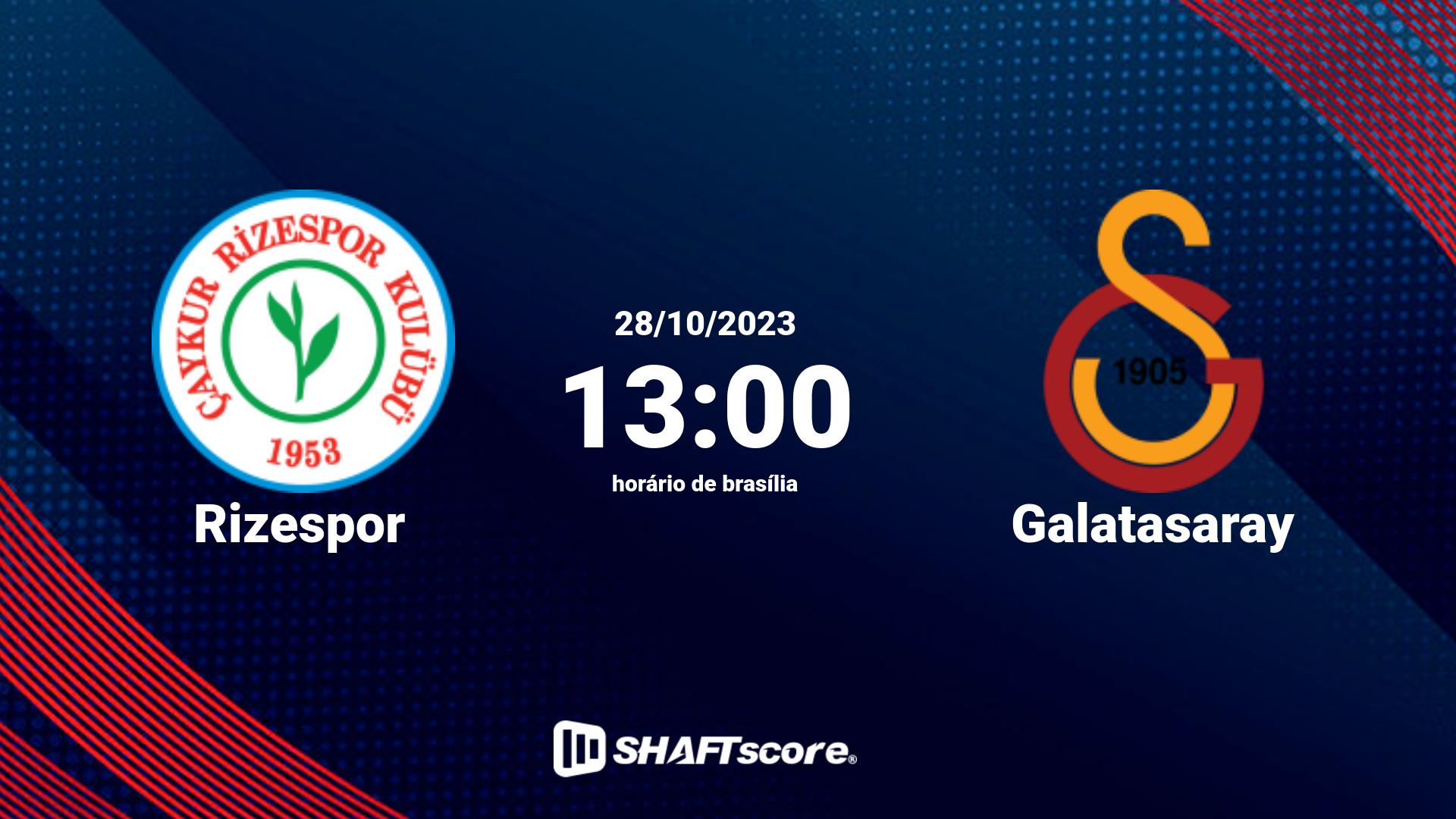 Estatísticas do jogo Rizespor vs Galatasaray 28.10 13:00