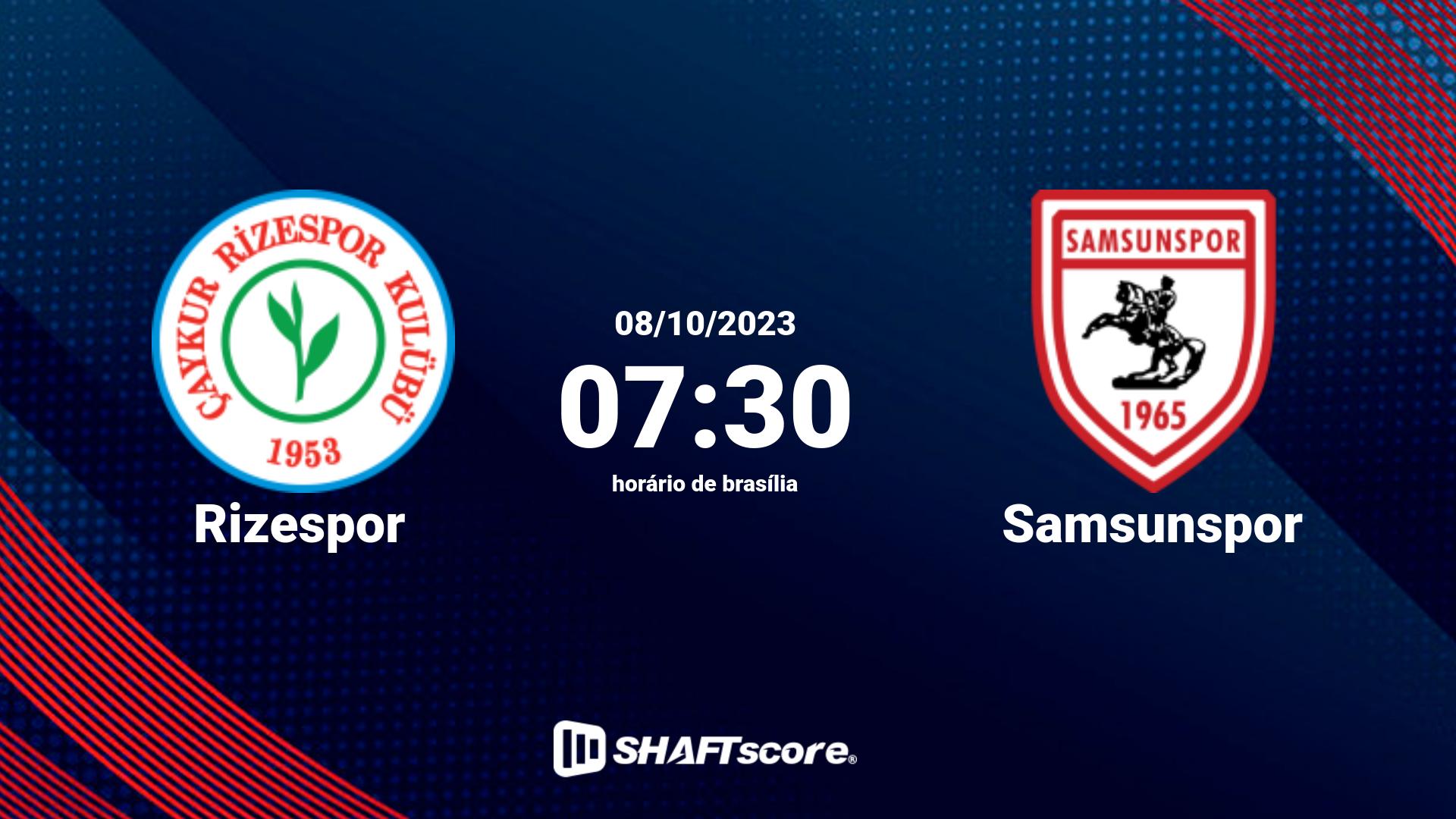 Estatísticas do jogo Rizespor vs Samsunspor 08.10 07:30