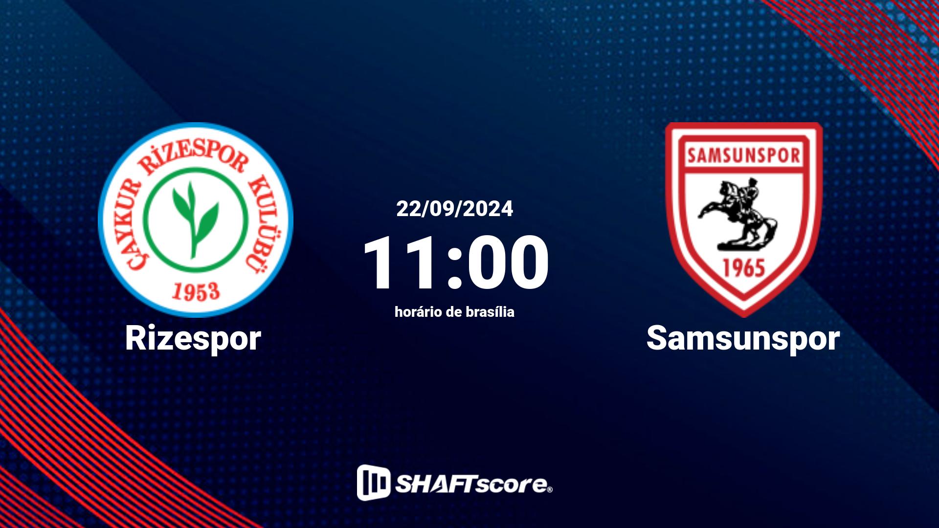 Estatísticas do jogo Rizespor vs Samsunspor 22.09 11:00