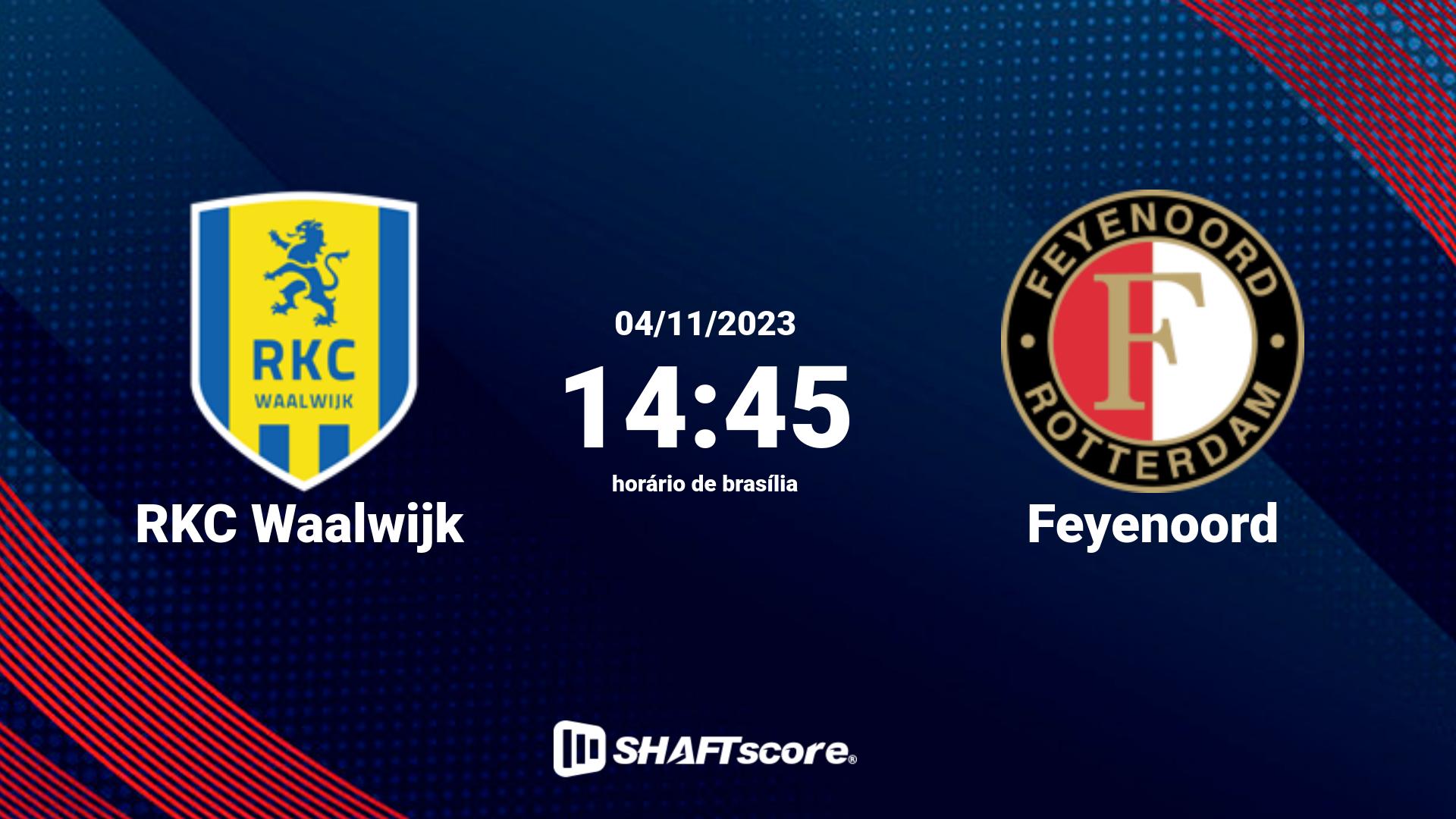 Estatísticas do jogo RKC Waalwijk vs Feyenoord 04.11 14:45