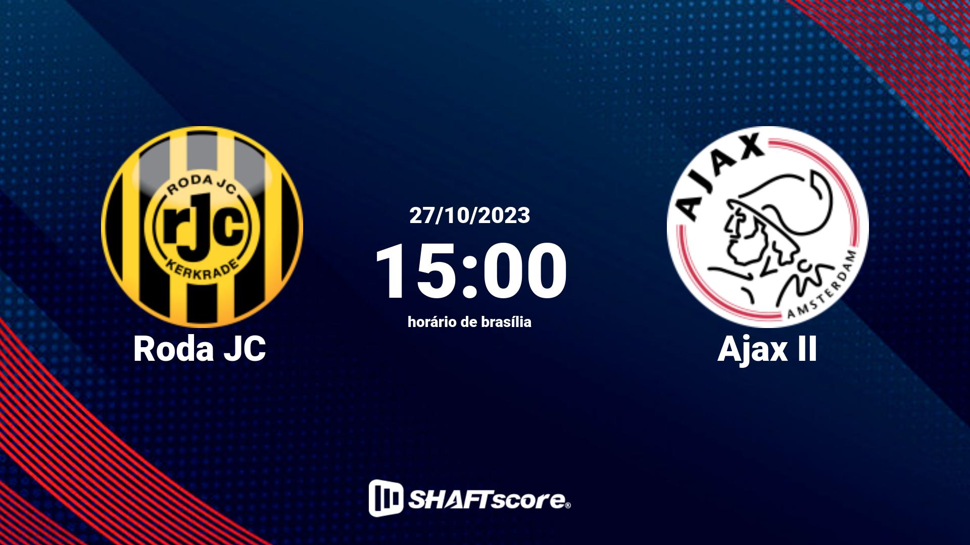 Estatísticas do jogo Roda JC vs Ajax II 27.10 15:00