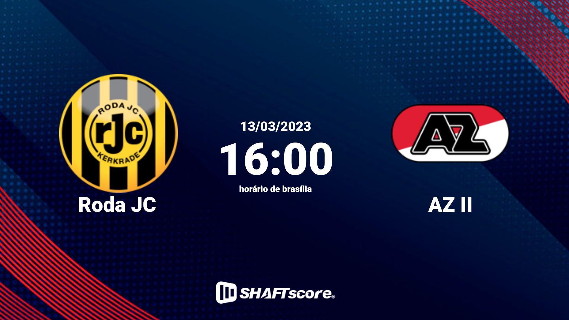 Estatísticas do jogo Roda JC vs AZ II 13.03 16:00