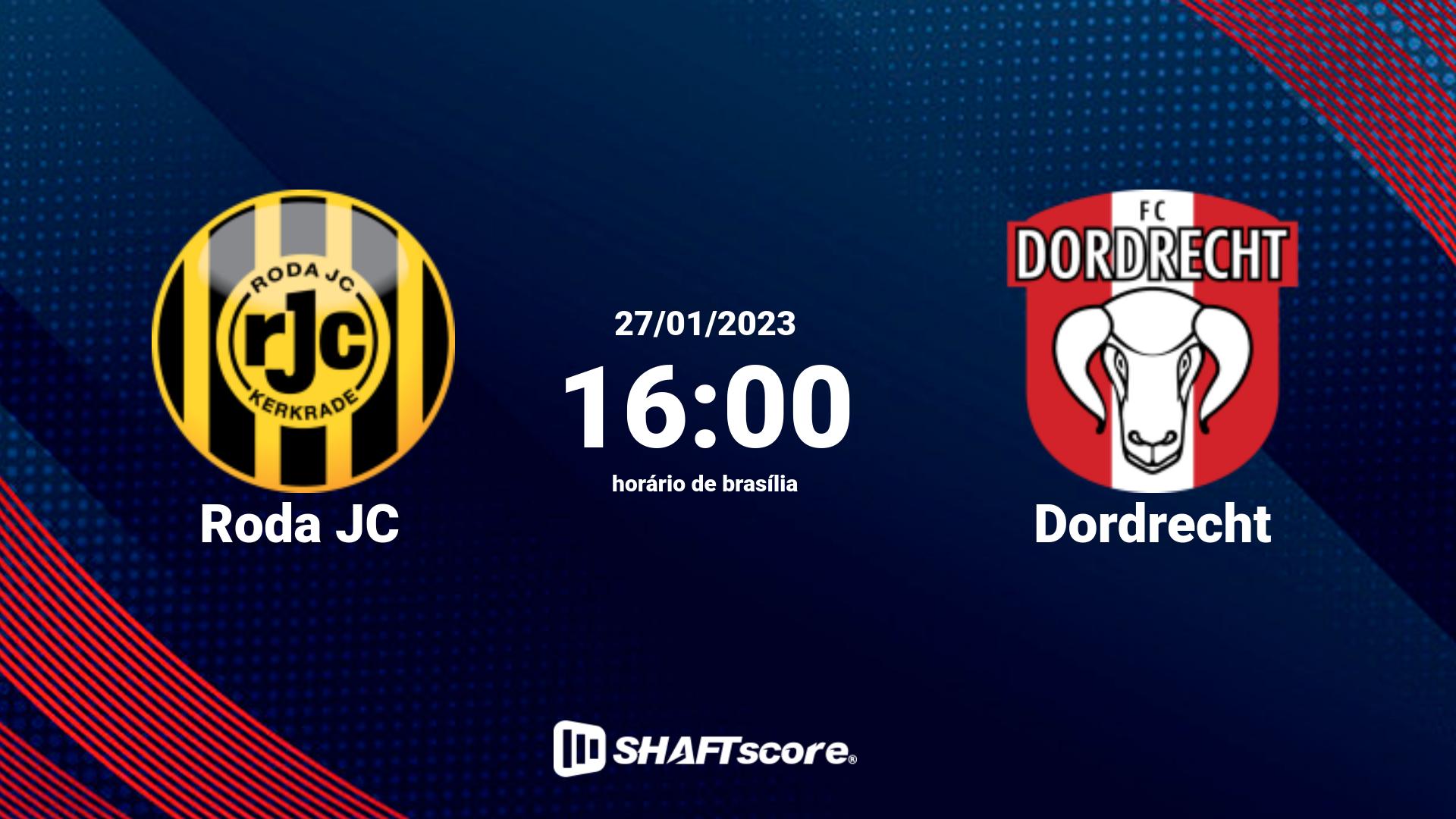 Estatísticas do jogo Roda JC vs Dordrecht 27.01 16:00