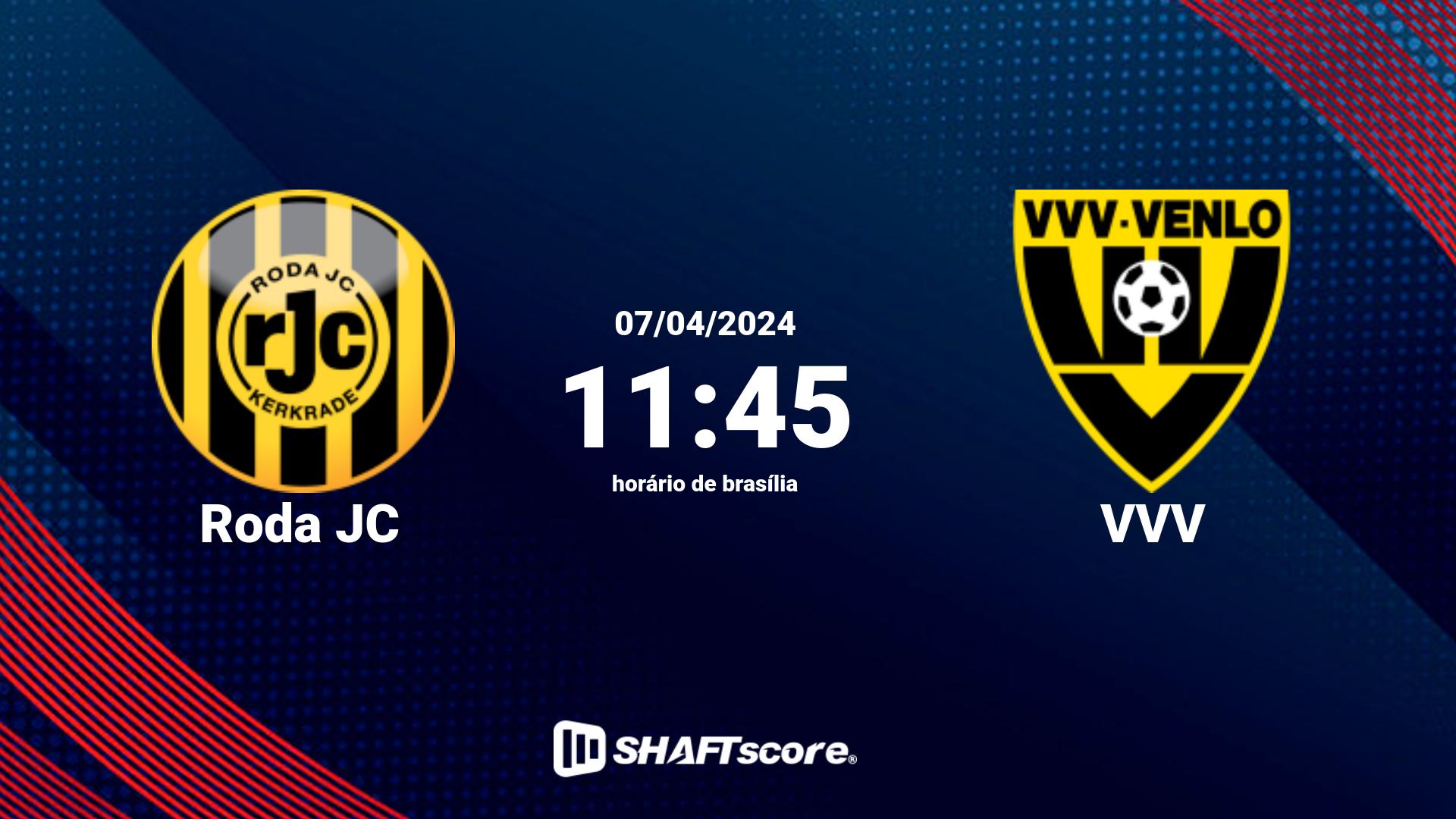 Estatísticas do jogo Roda JC vs VVV 07.04 11:45