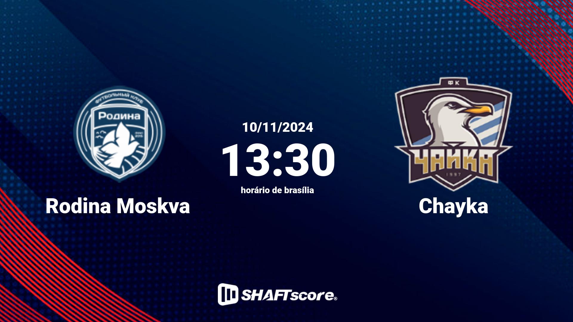 Estatísticas do jogo Rodina Moskva vs Chayka 10.11 13:30