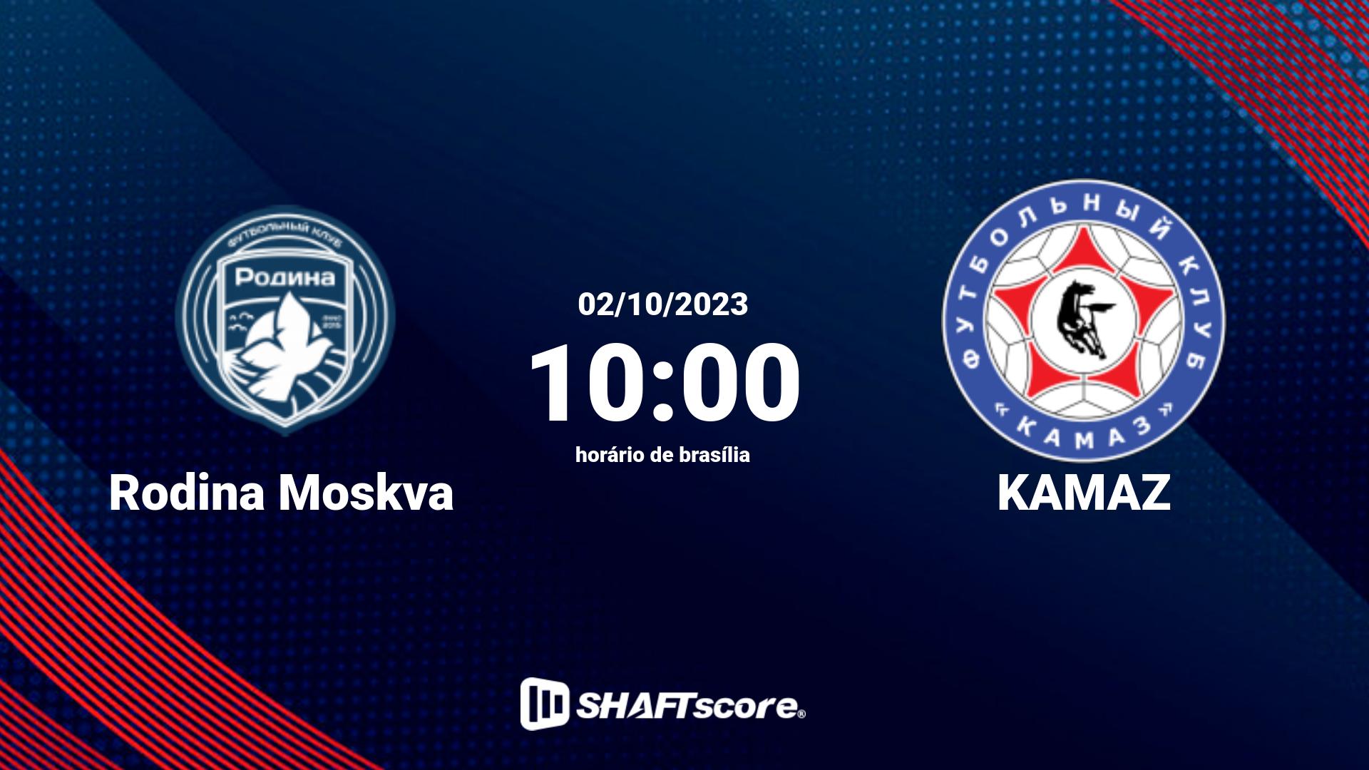 Estatísticas do jogo Rodina Moskva vs KAMAZ 02.10 10:00