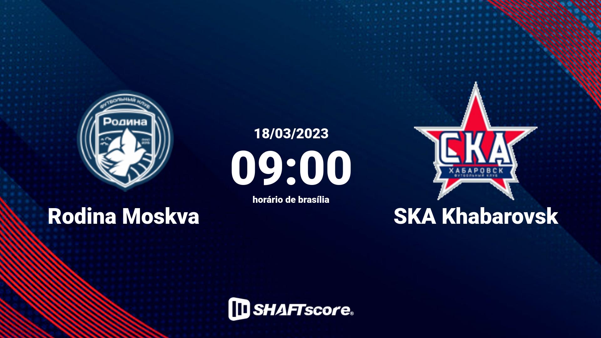 Estatísticas do jogo Rodina Moskva vs SKA Khabarovsk 18.03 09:00