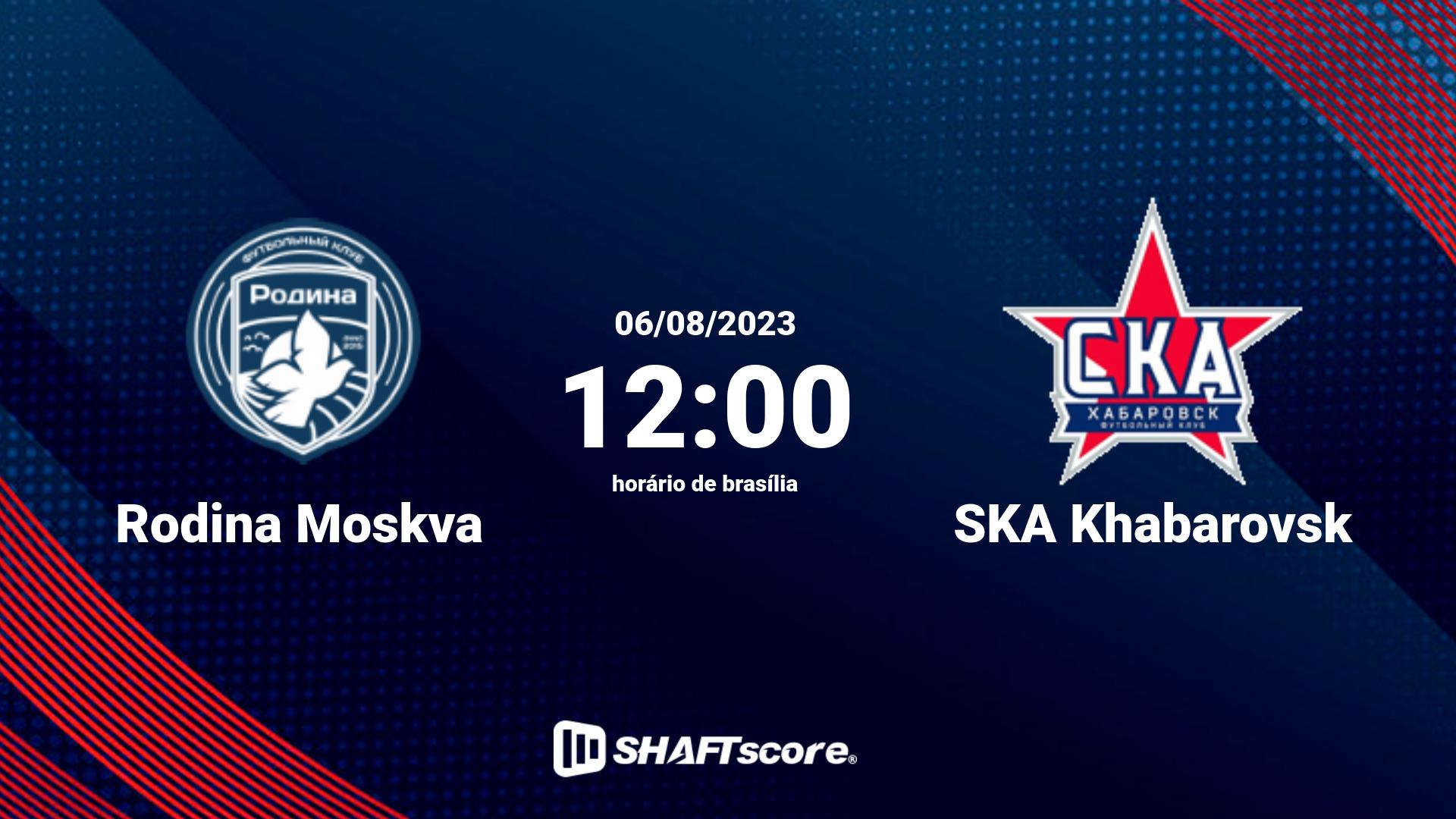 Estatísticas do jogo Rodina Moskva vs SKA Khabarovsk 06.08 12:00