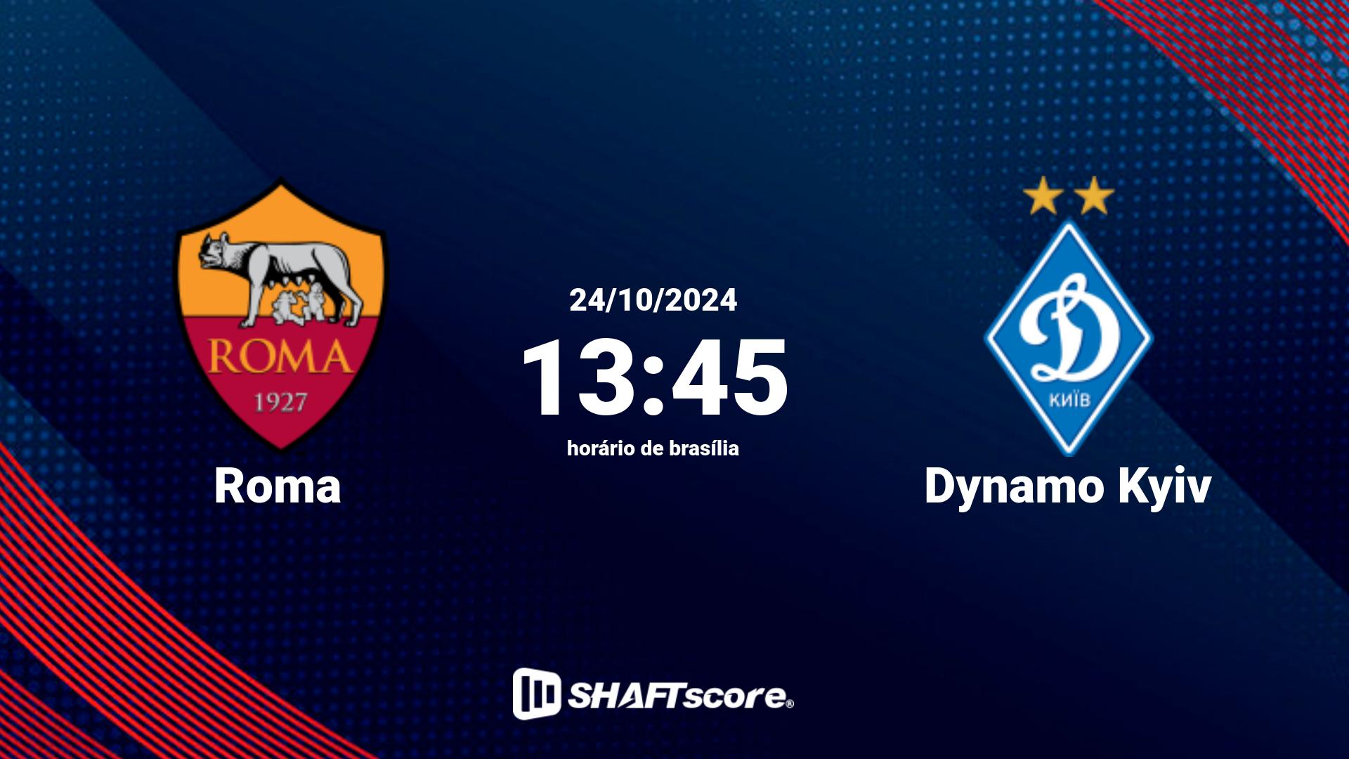 Estatísticas do jogo Roma vs Dynamo Kyiv 24.10 13:45