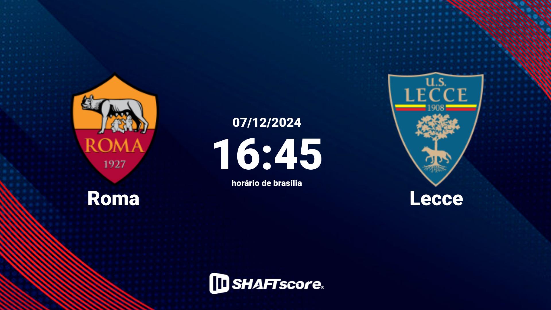 Estatísticas do jogo Roma vs Lecce 07.12 16:45