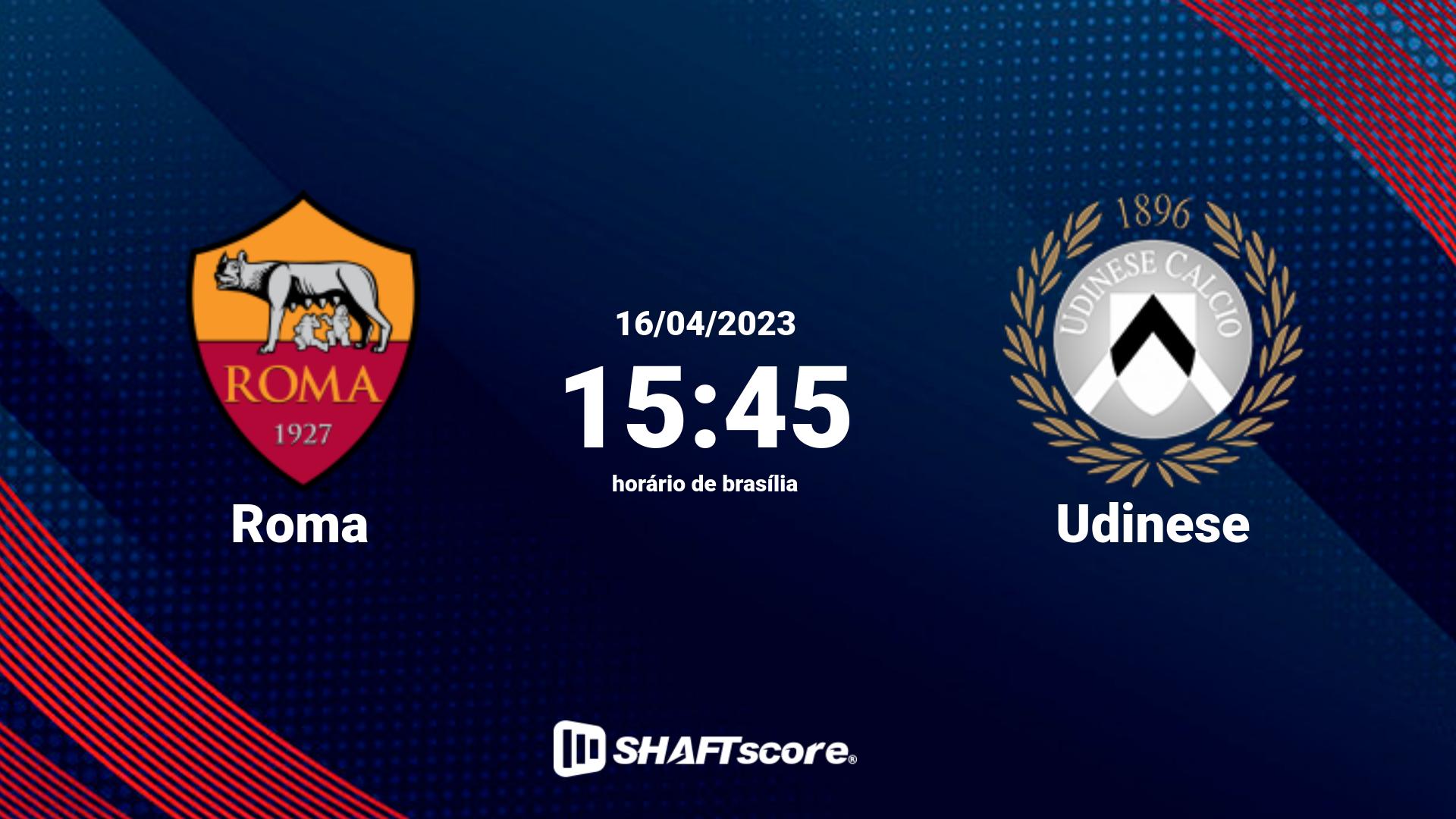 Estatísticas do jogo Roma vs Udinese 16.04 15:45