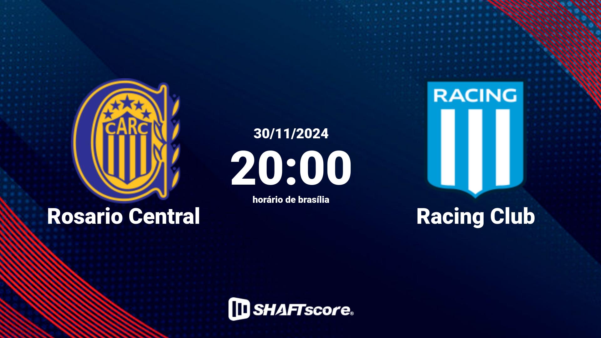 Estatísticas do jogo Rosario Central vs Racing Club 30.11 20:00