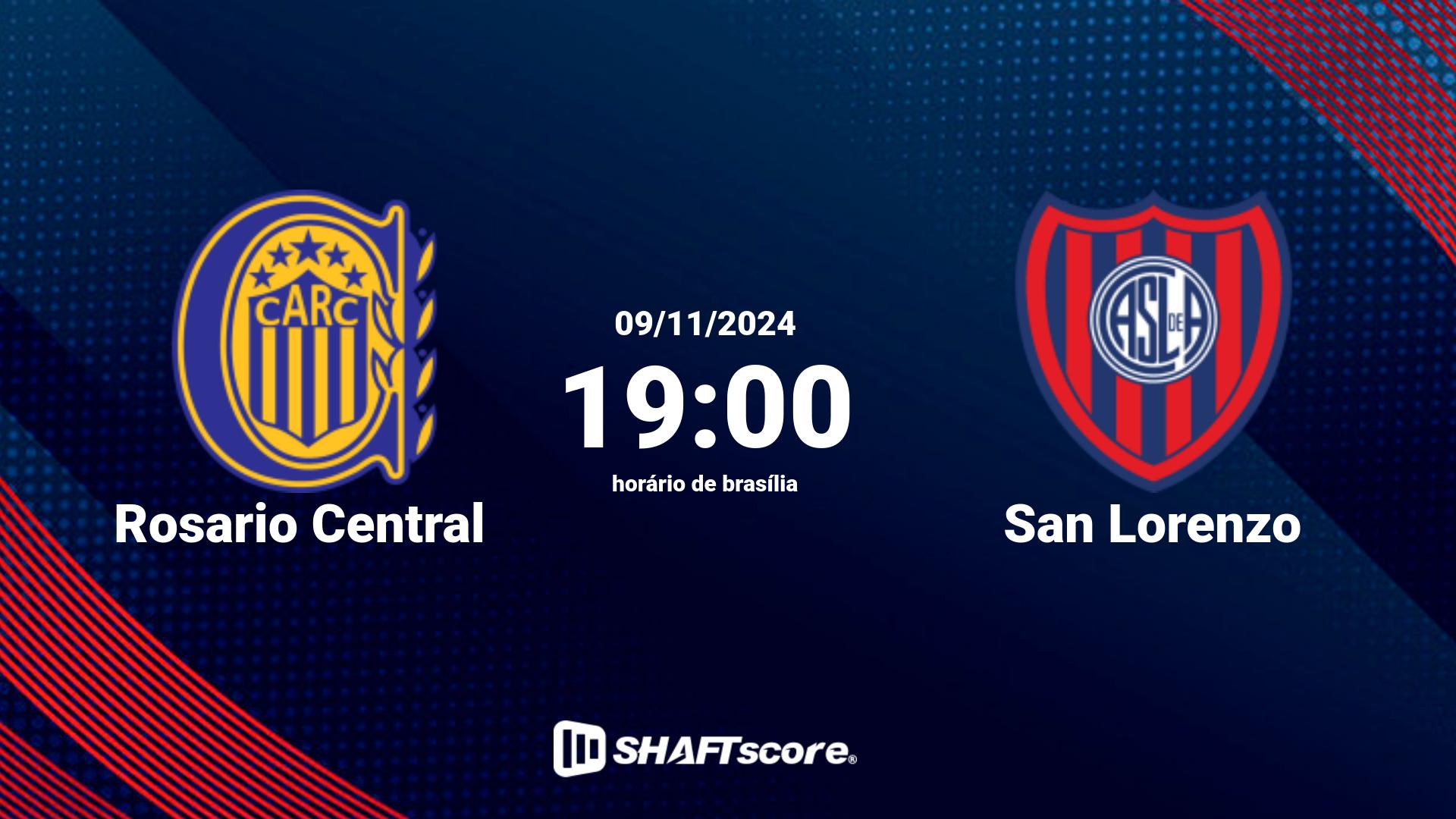 Estatísticas do jogo Rosario Central vs San Lorenzo 09.11 19:00