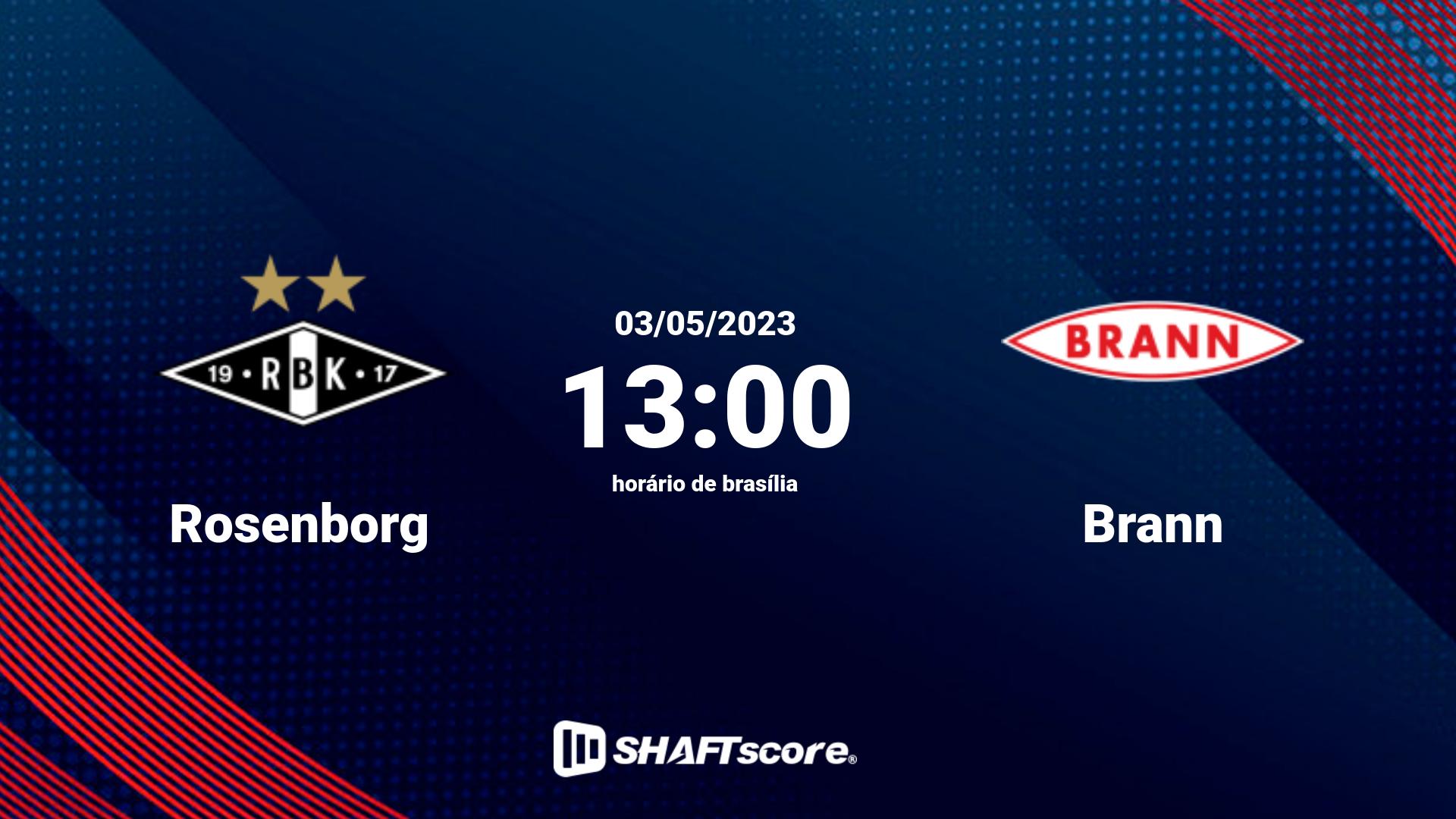 Estatísticas do jogo Rosenborg vs Brann 03.05 13:00