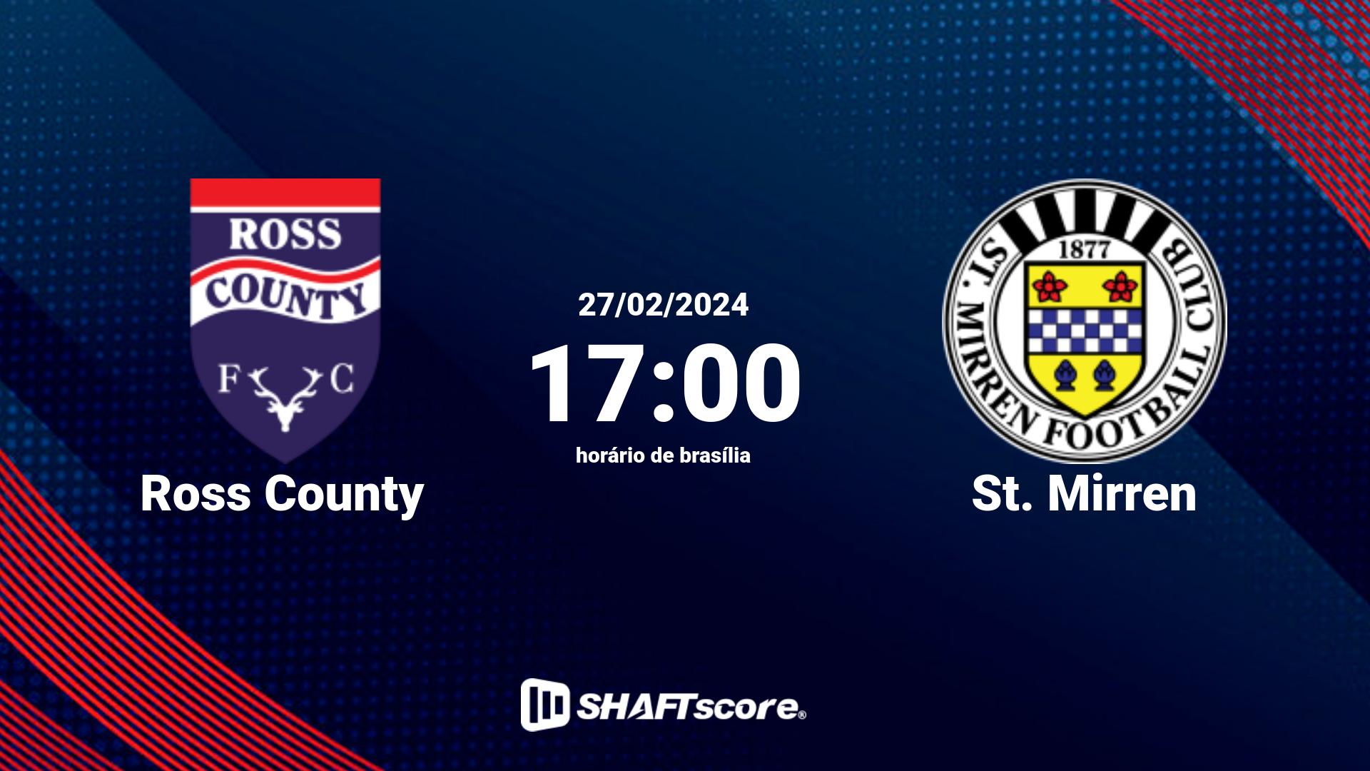 Estatísticas do jogo Ross County vs St. Mirren 27.02 17:00